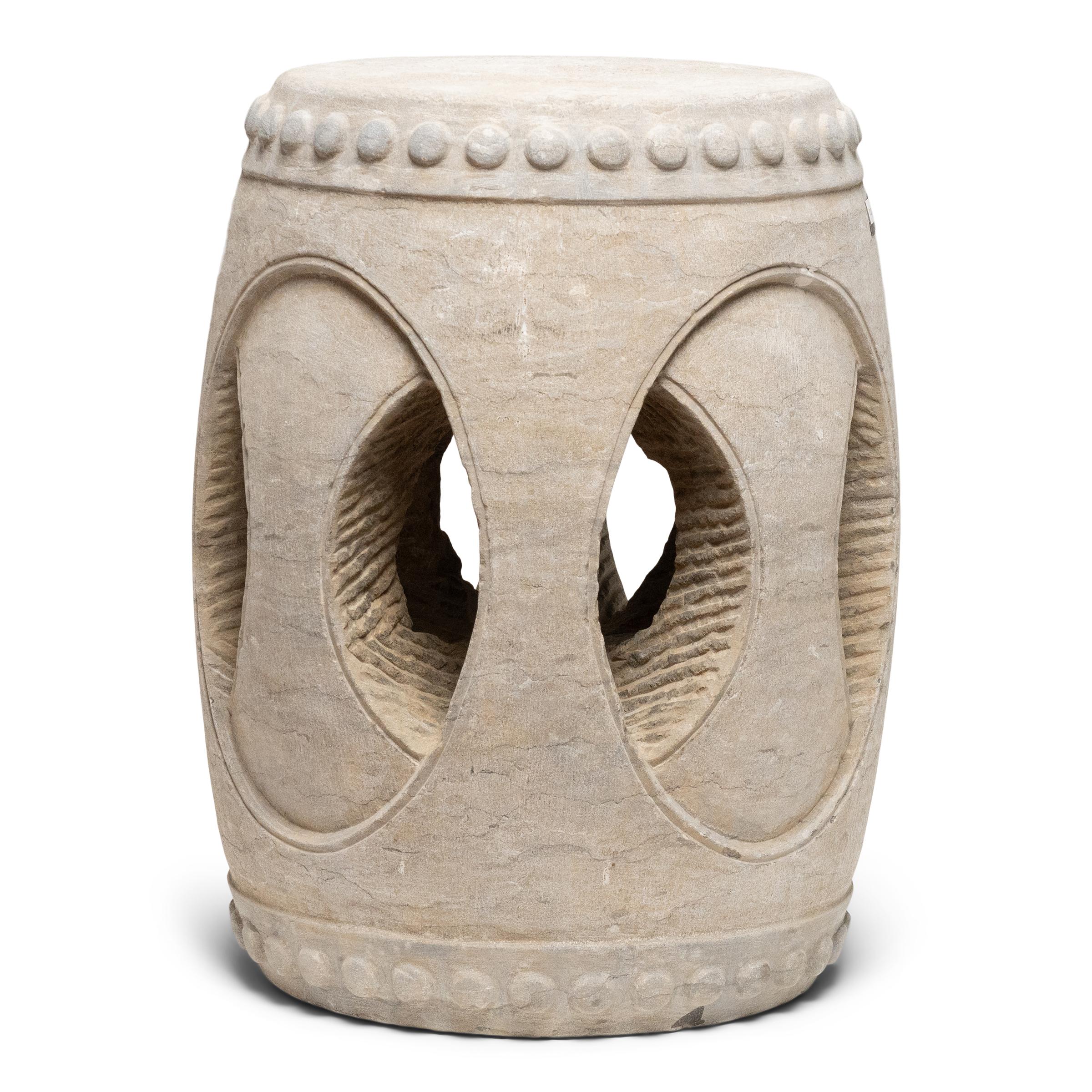 Minimalist Chinese Interlocking Limestone Drum