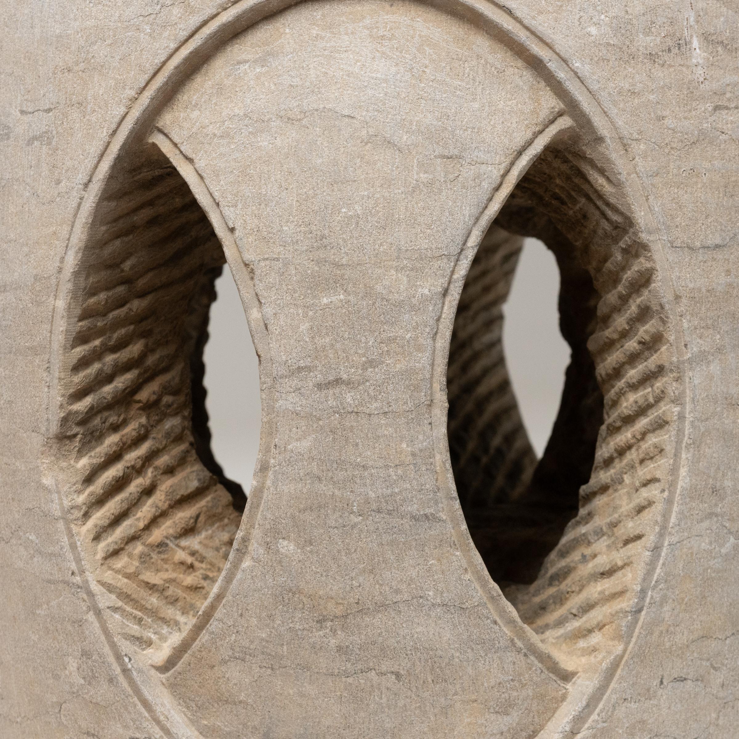 Chinese Interlocking Limestone Drum In Good Condition In Chicago, IL