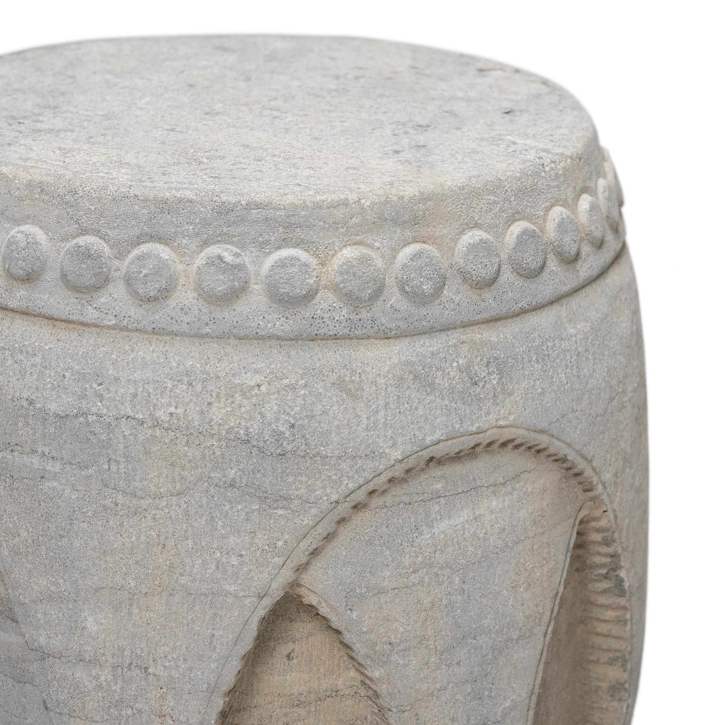 Carved Chinese Interlocking Stone Drum