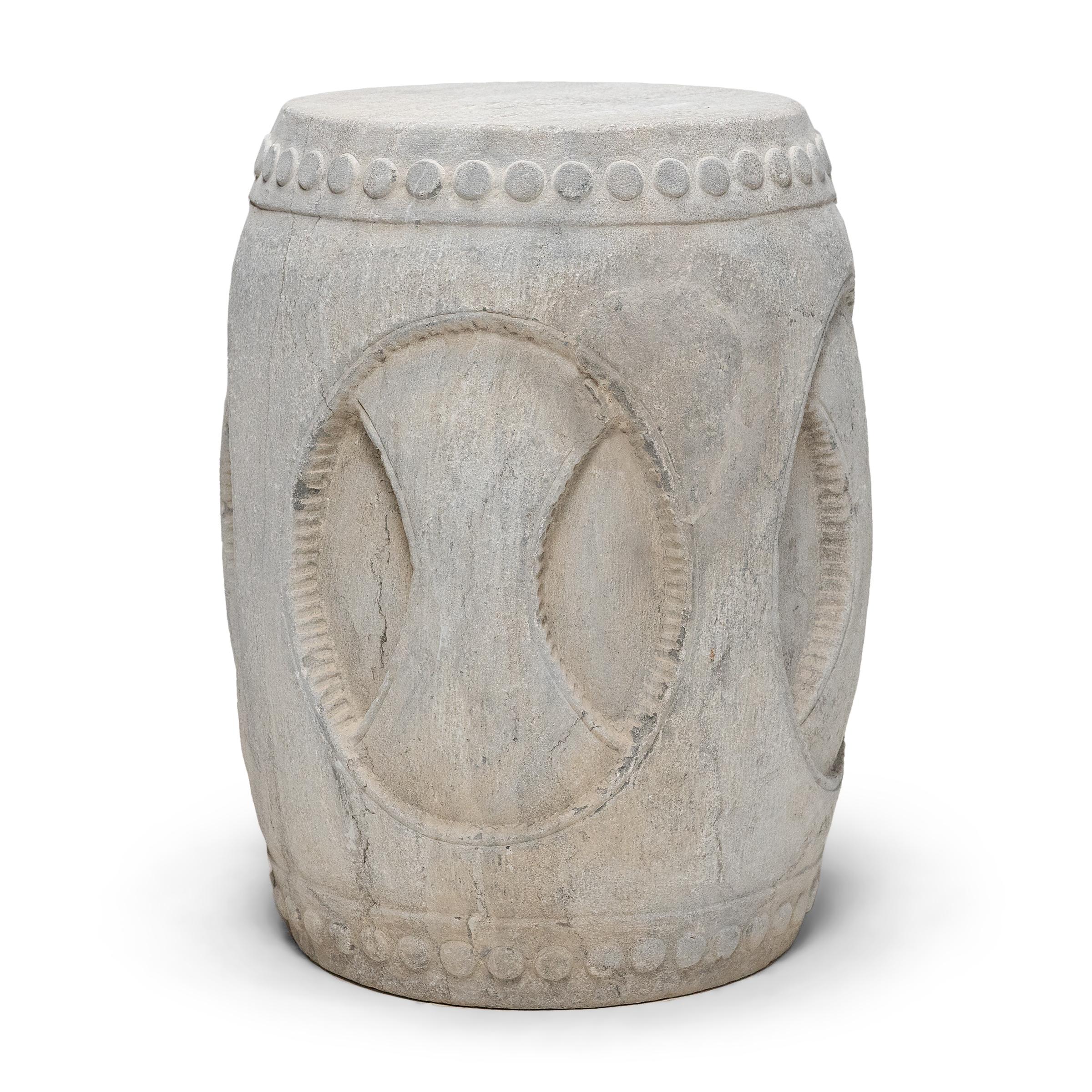 Organic Modern Chinese Interlocking Stone Drum Table