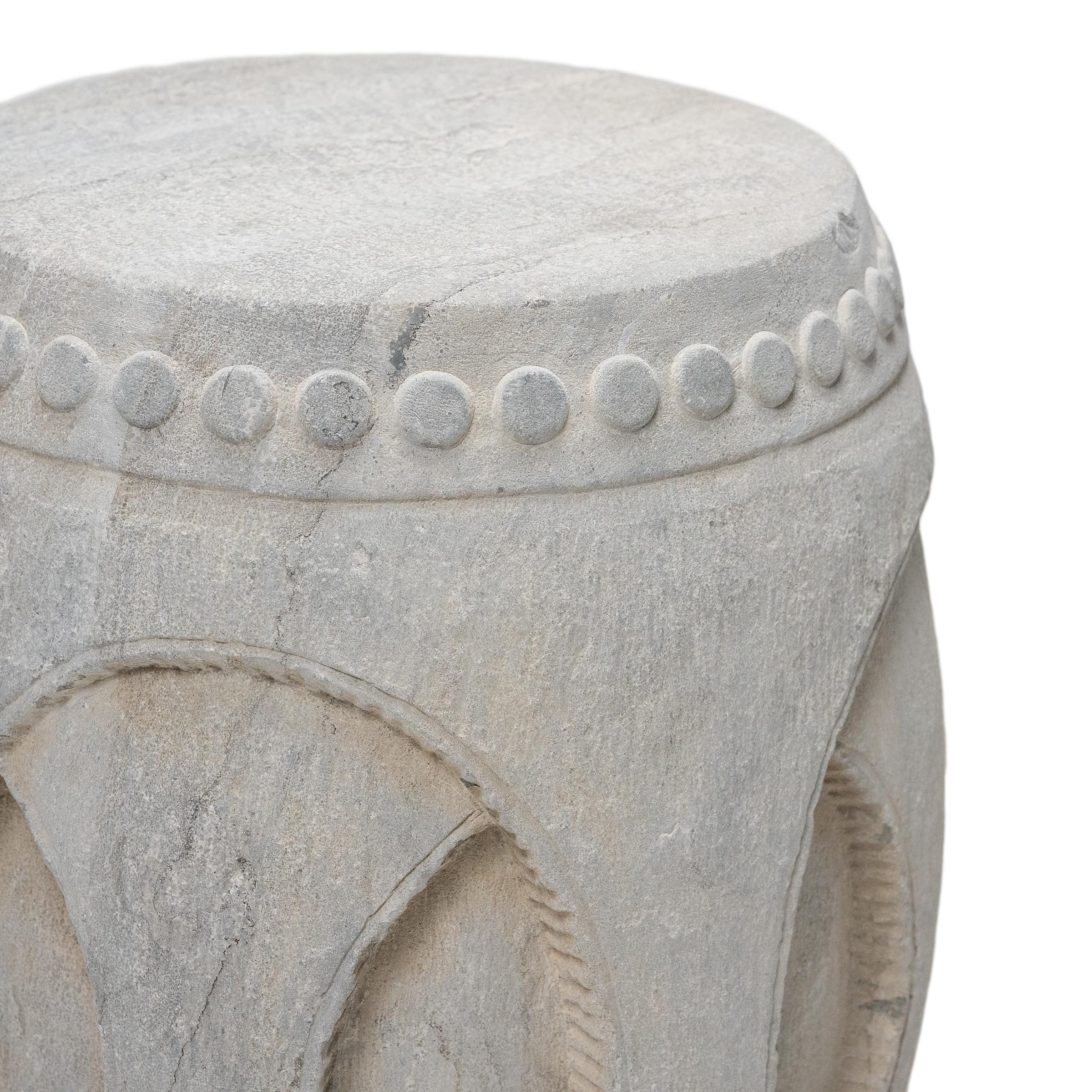 Chinese Interlocking Stone Drum Table In Good Condition In Chicago, IL