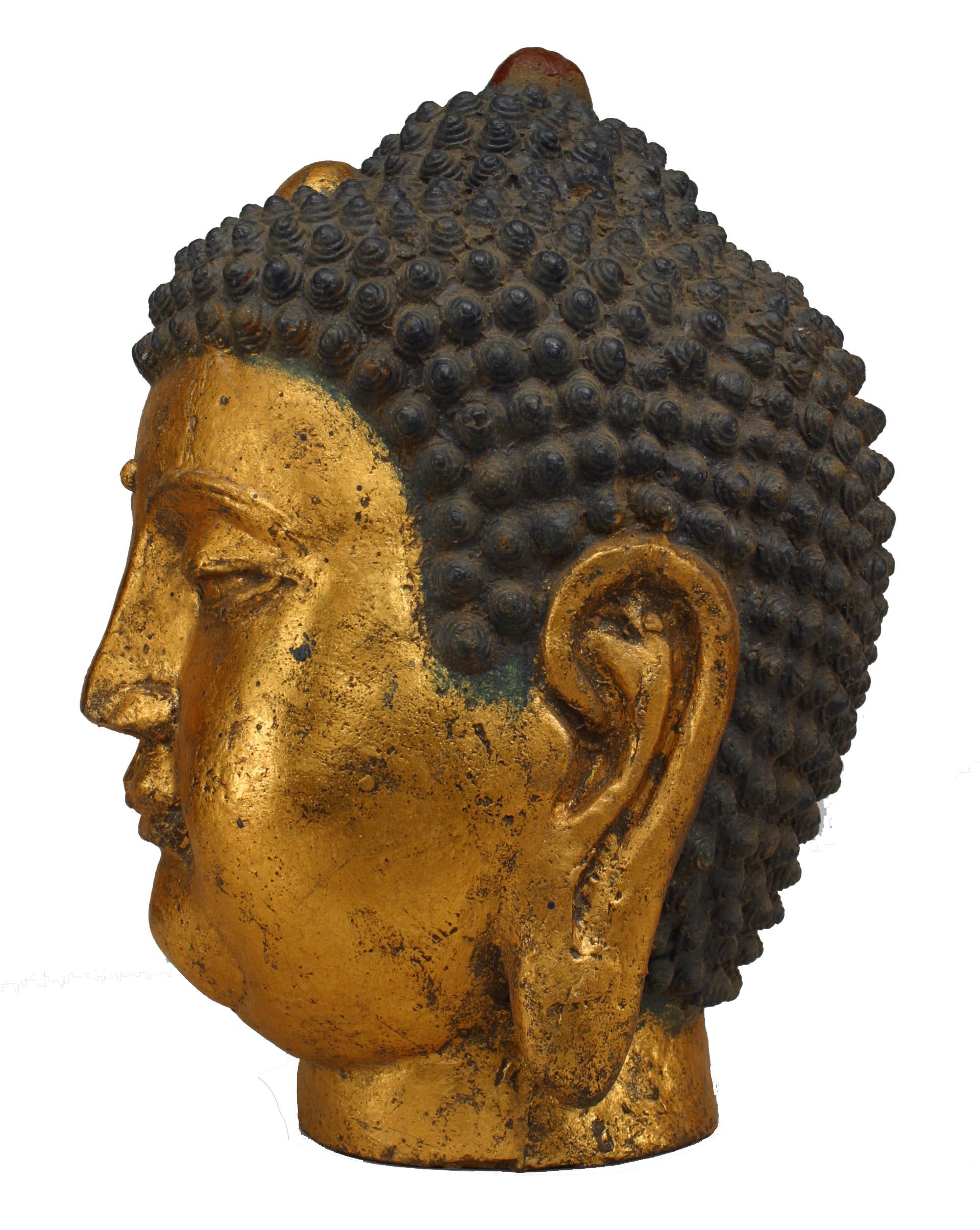Chinese Export Chinese Iron and Gilt Buddha Bust For Sale