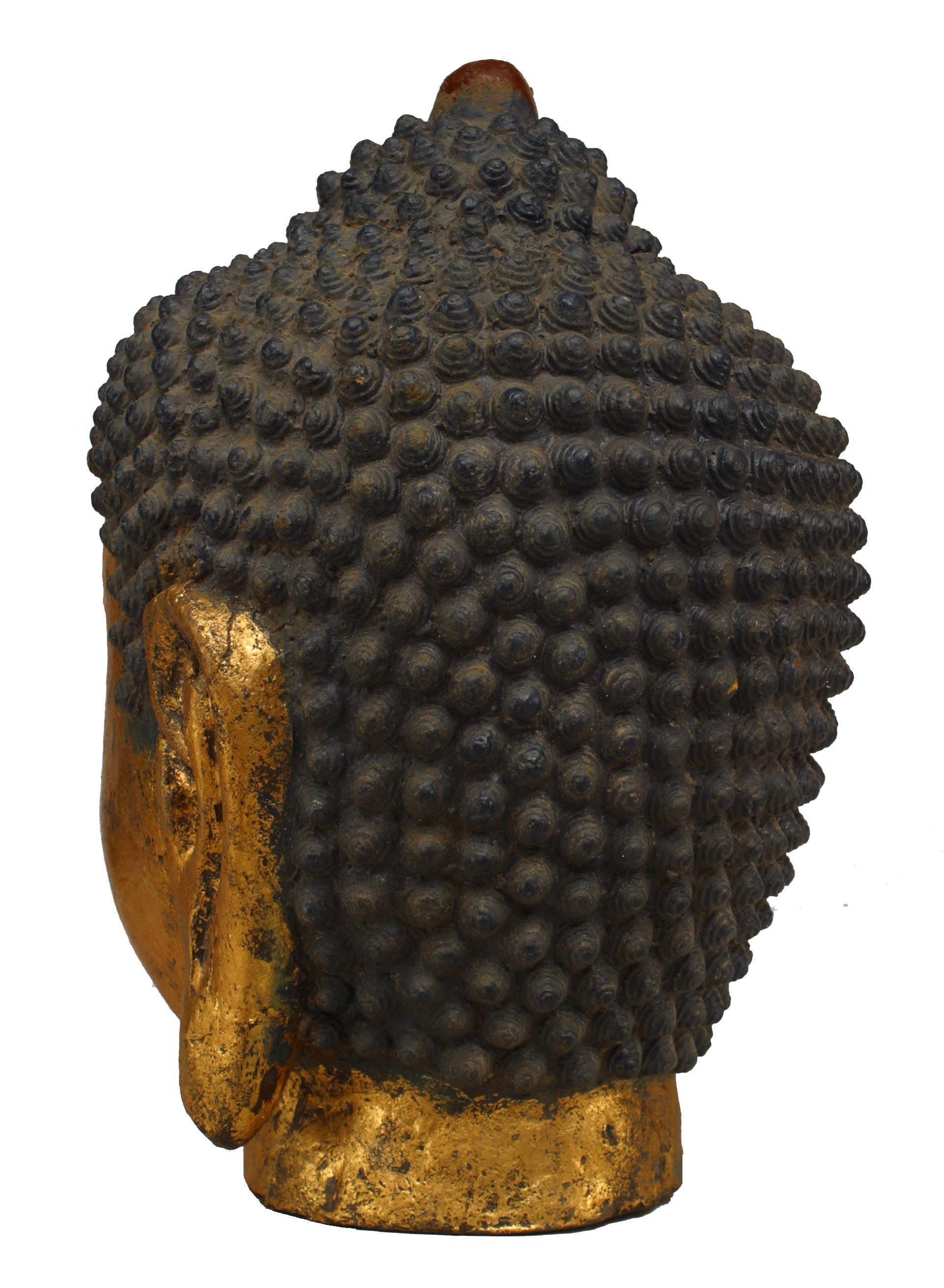 Chinese Iron and Gilt Buddha Bust In Good Condition For Sale In New York, NY