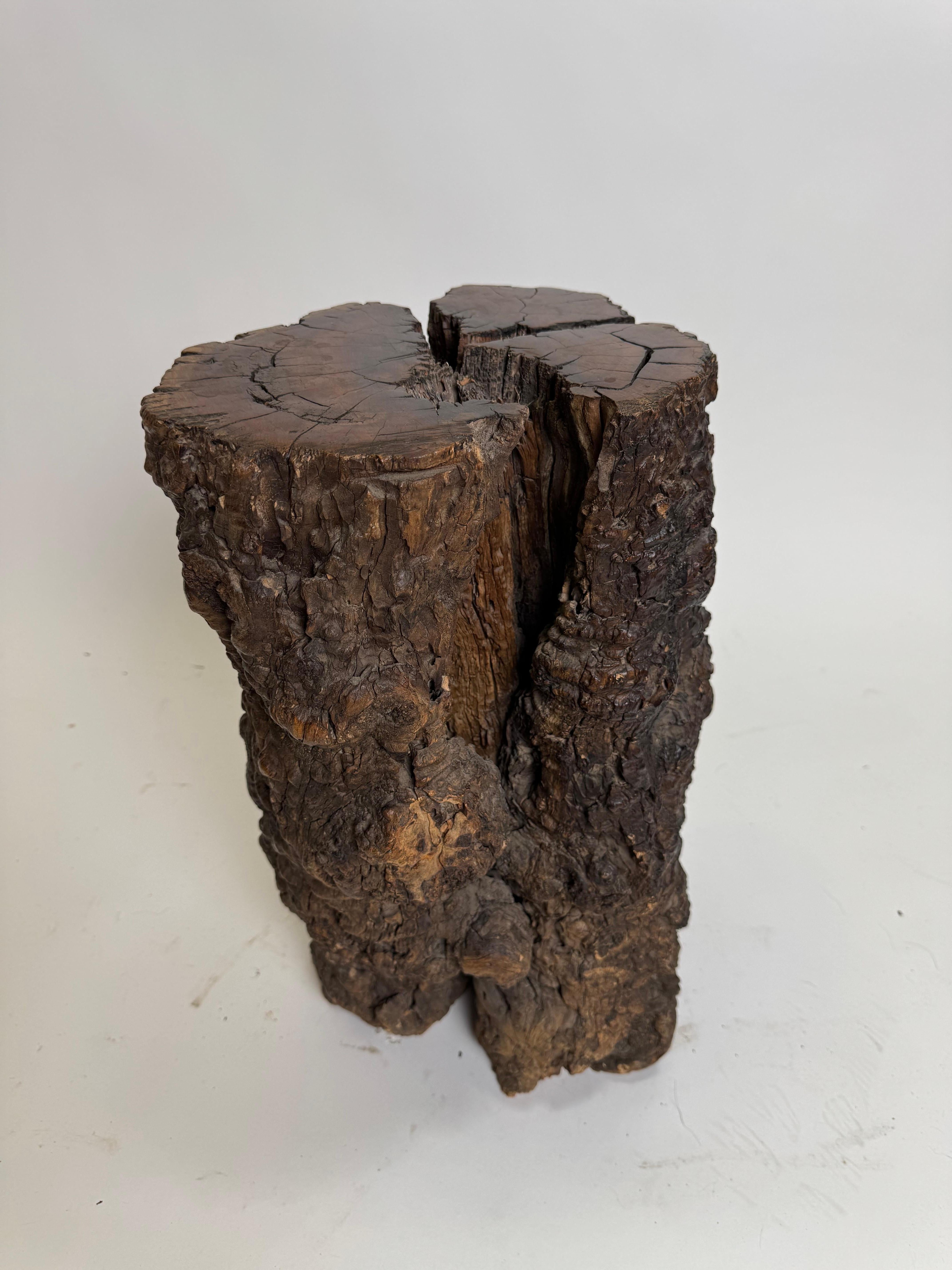 Organic Modern Chinese Ironwood Side Table Base For Sale