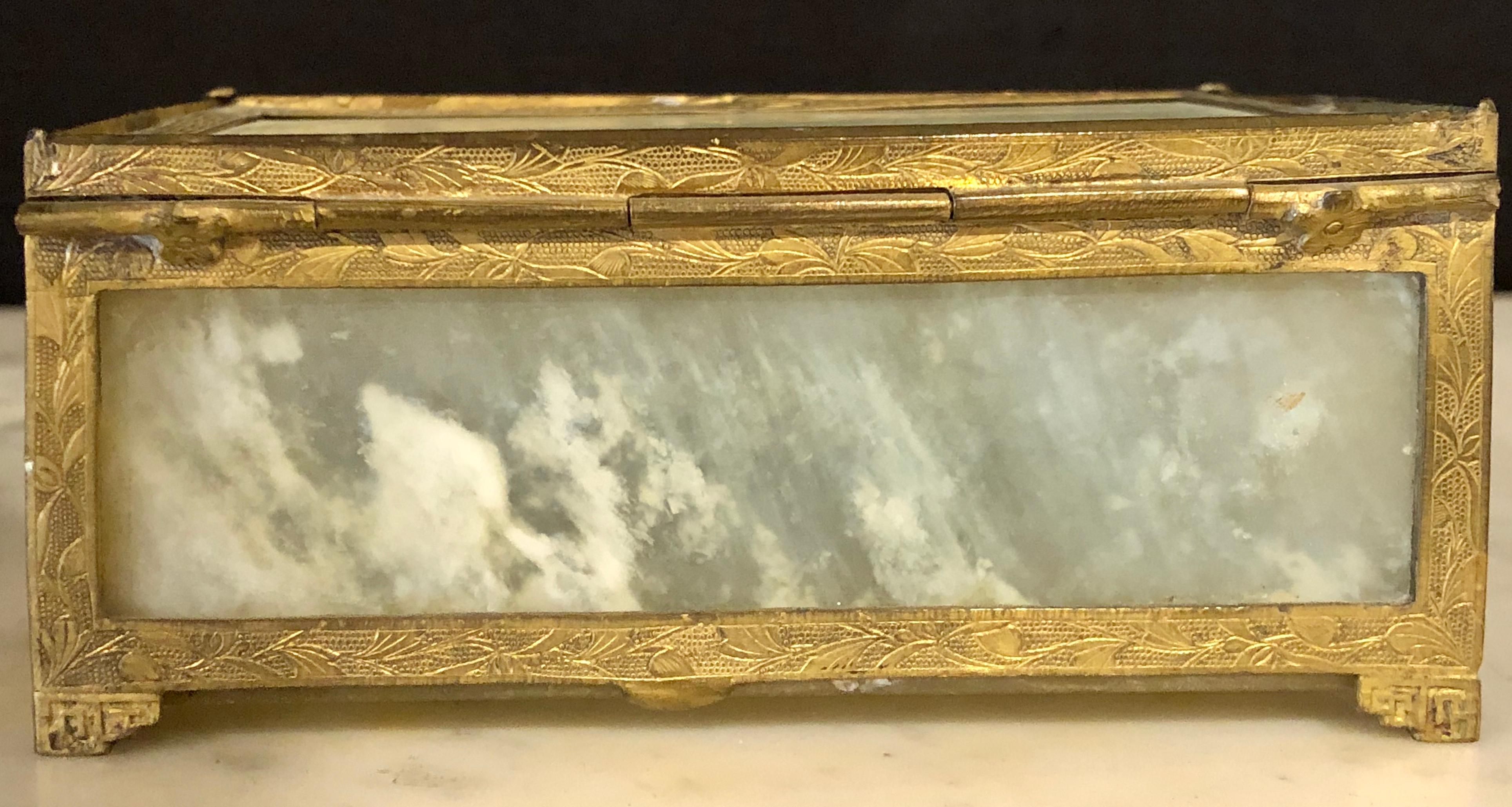 Bronze Chinese Jade and Gilt Metal Vanity Box, Casket Box