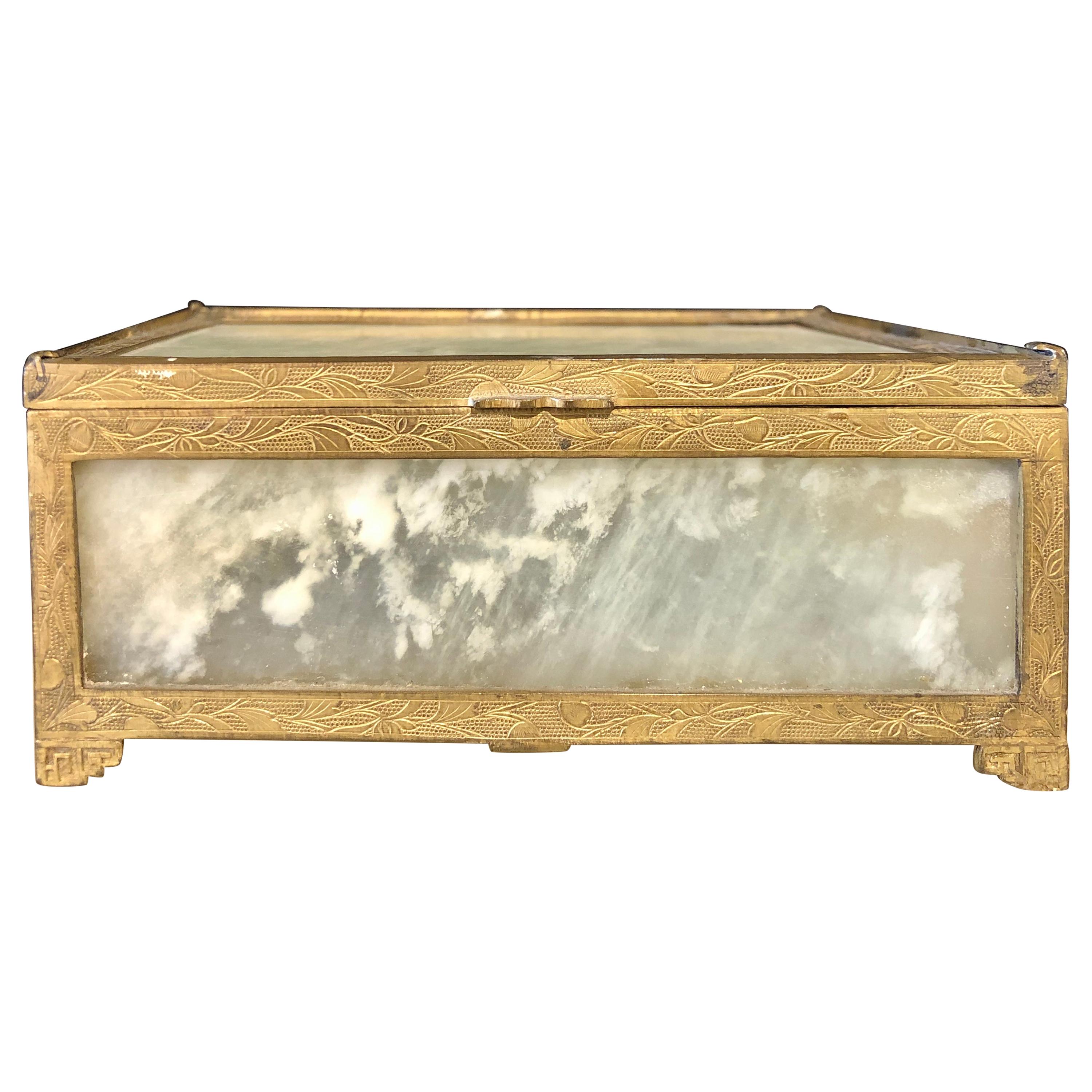 Chinese Jade and Gilt Metal Vanity Box, Casket Box