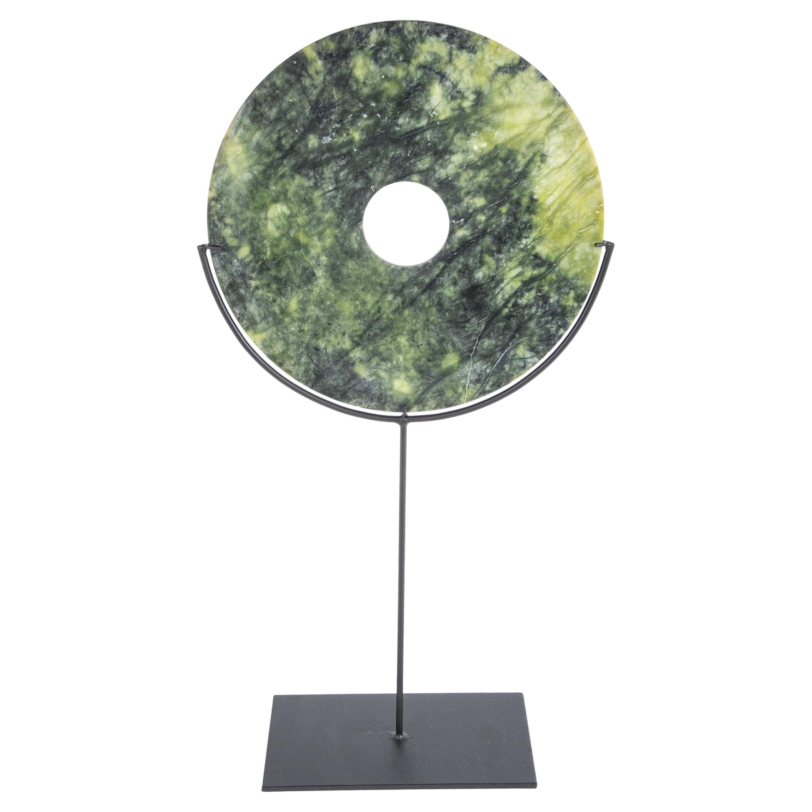 Chinese Jade Bi Disc On Custom Steel Base, Sarge Scale