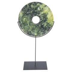 Chinese Jade Bi Disc On Custom Steel Base, Sarge Scale