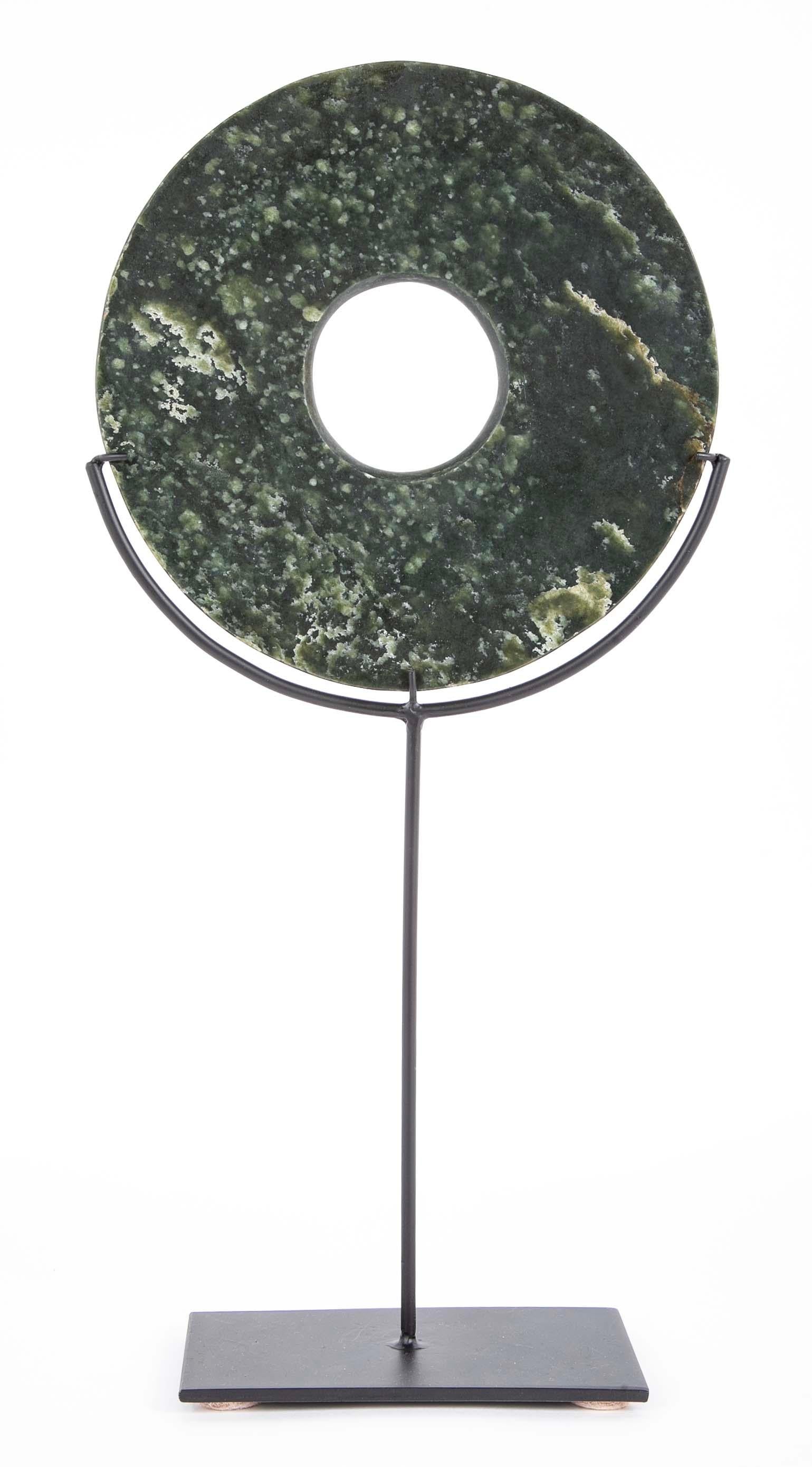 Bi-disque en jade chinois sur support en acier personnalisé en vente 2