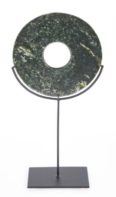 Chinese Jade Bi Disc On Custom Steel Stand