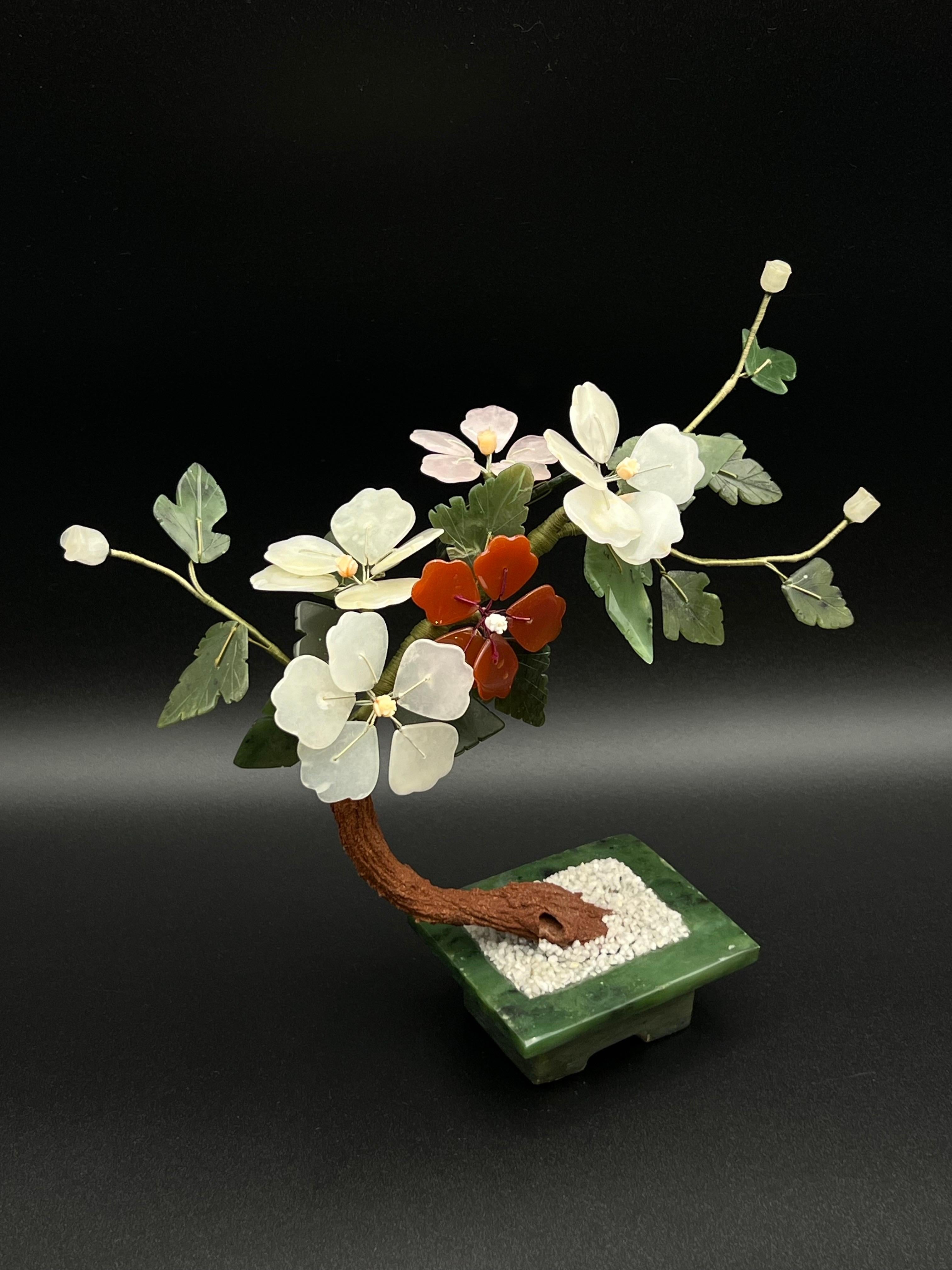 Qing Chinese Jade Bonsai Tree with Jade Pot