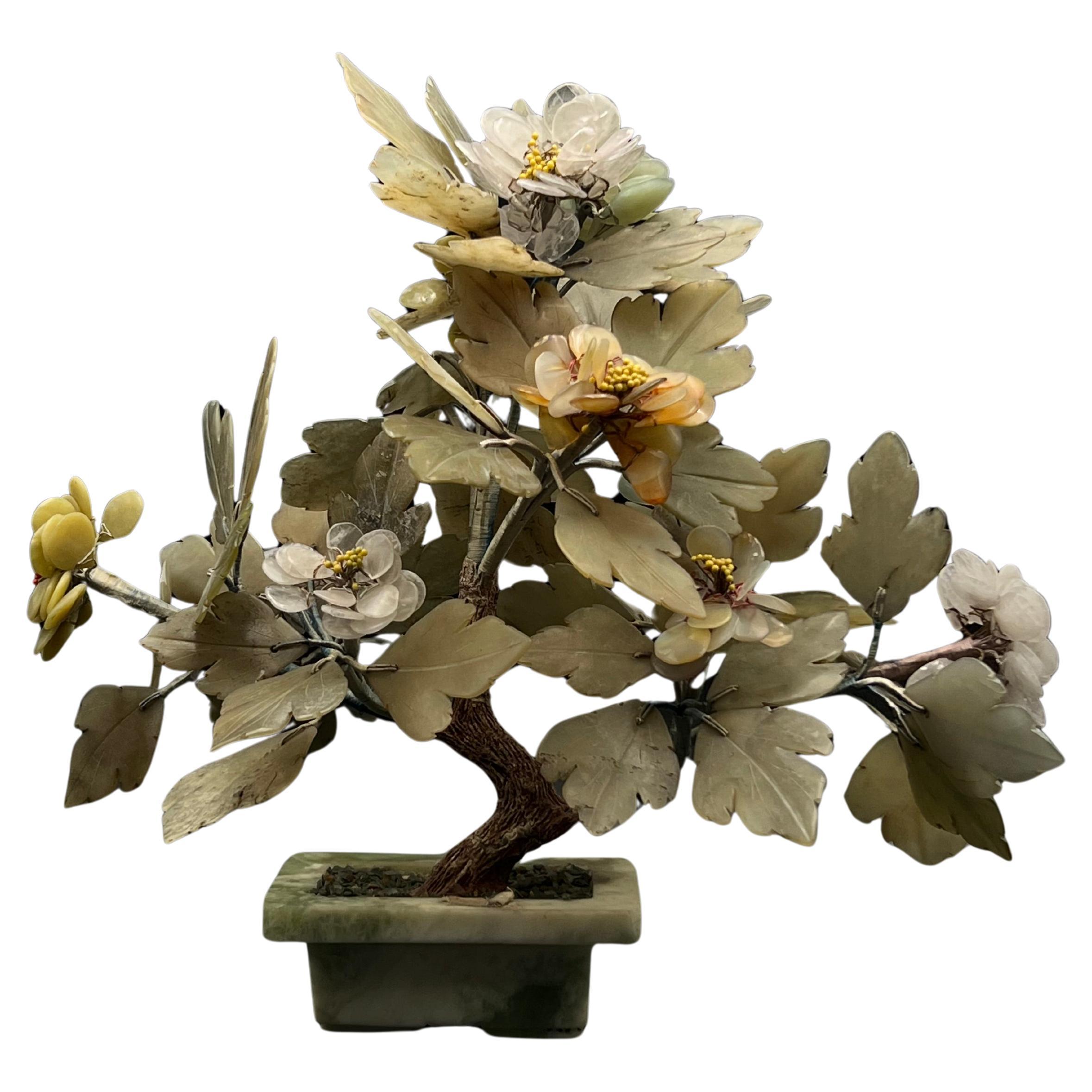 1 of 2, Chinese Jade Bonsai Tree with Jade Pot- No. 1