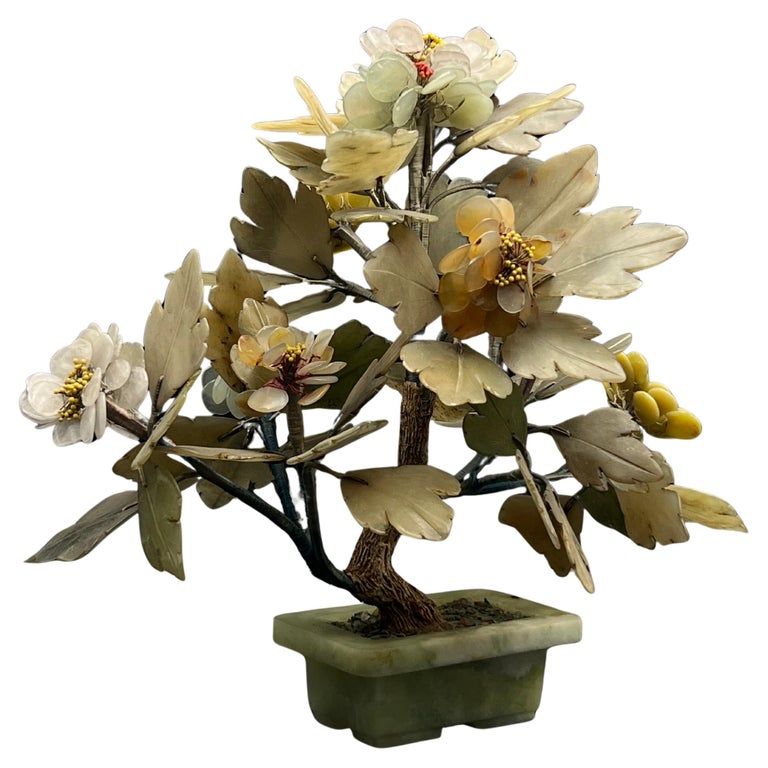 No.2 of 2, Chinese Jade Bonsai Tree with Jade Pot For Sale at 1stDibs