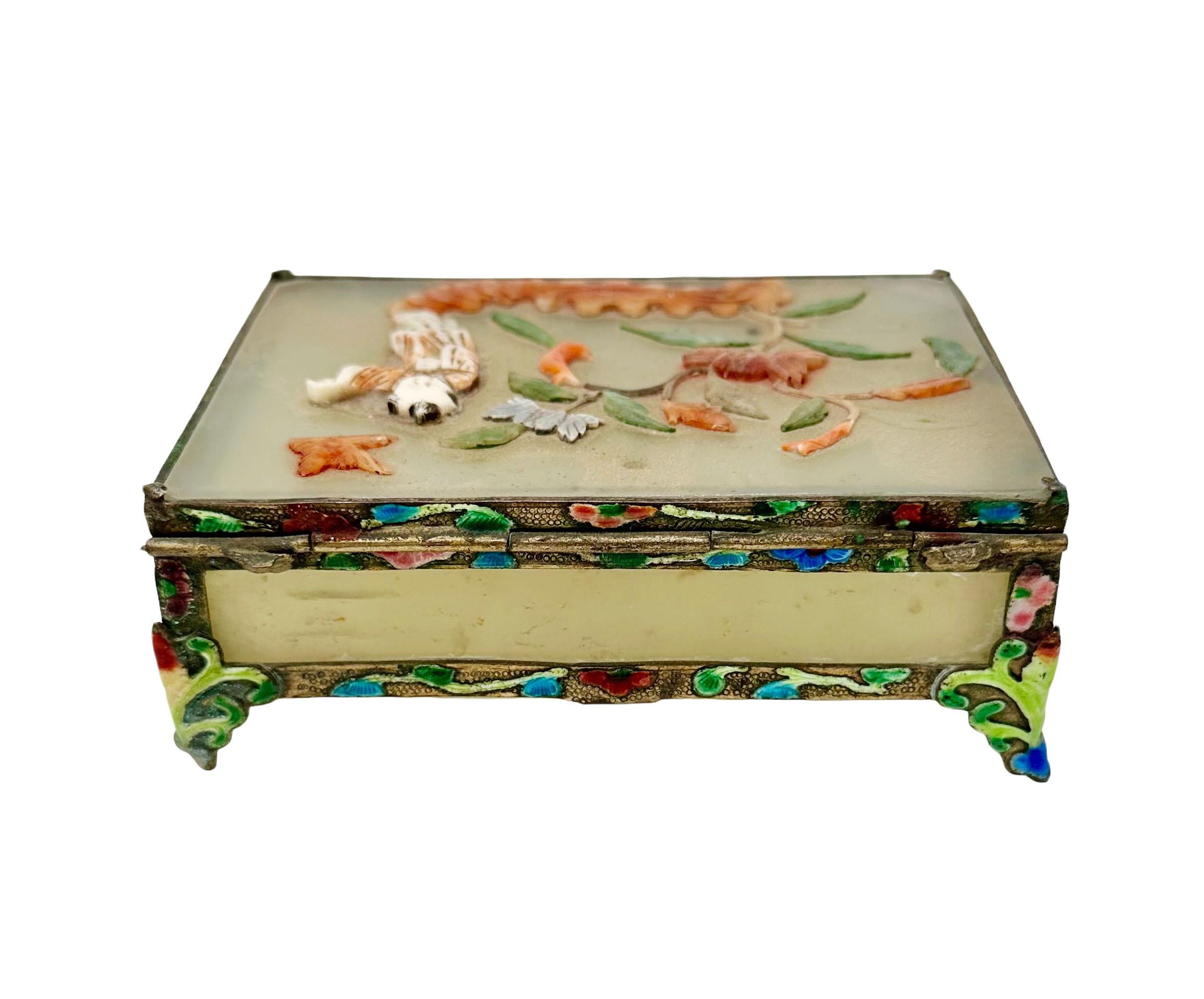 Caja china de jade Piedras semipreciosas Chino en venta