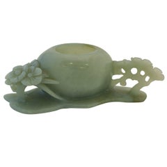 Chinese Jade Brush Washer with Openwork Carving