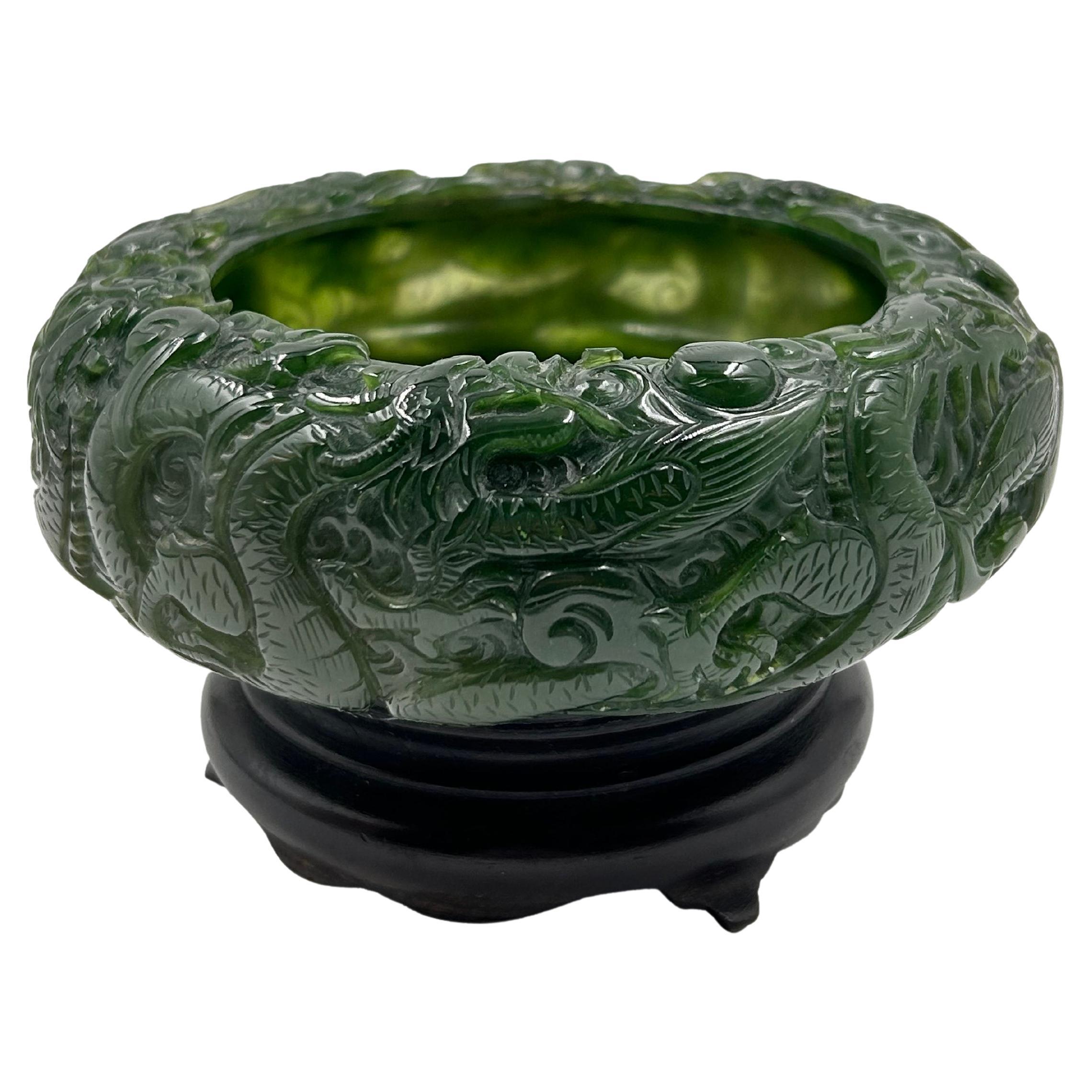 Chinese Jade Carved Bowl from the Qing Dynasty