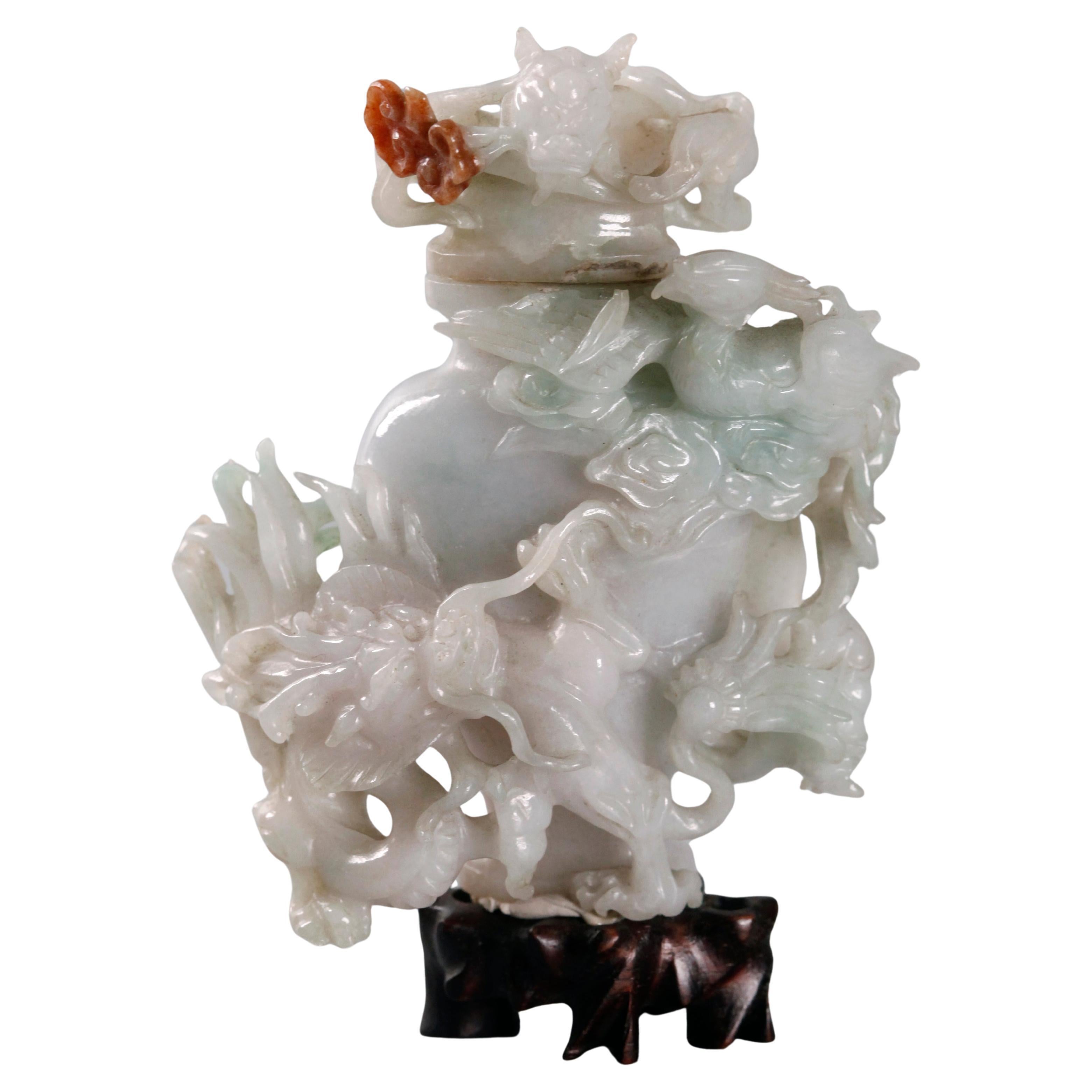 Chinese jade cover vase