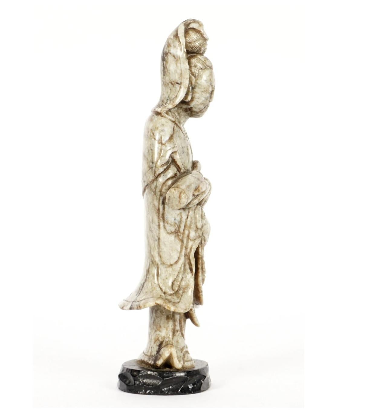 Ming Chinese Jade Figure of Guanyin For Sale