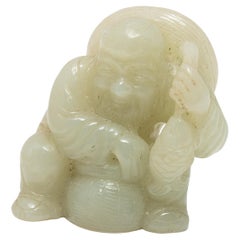 Vintage Chinese Jade Fisherman Figurine, c. 1900