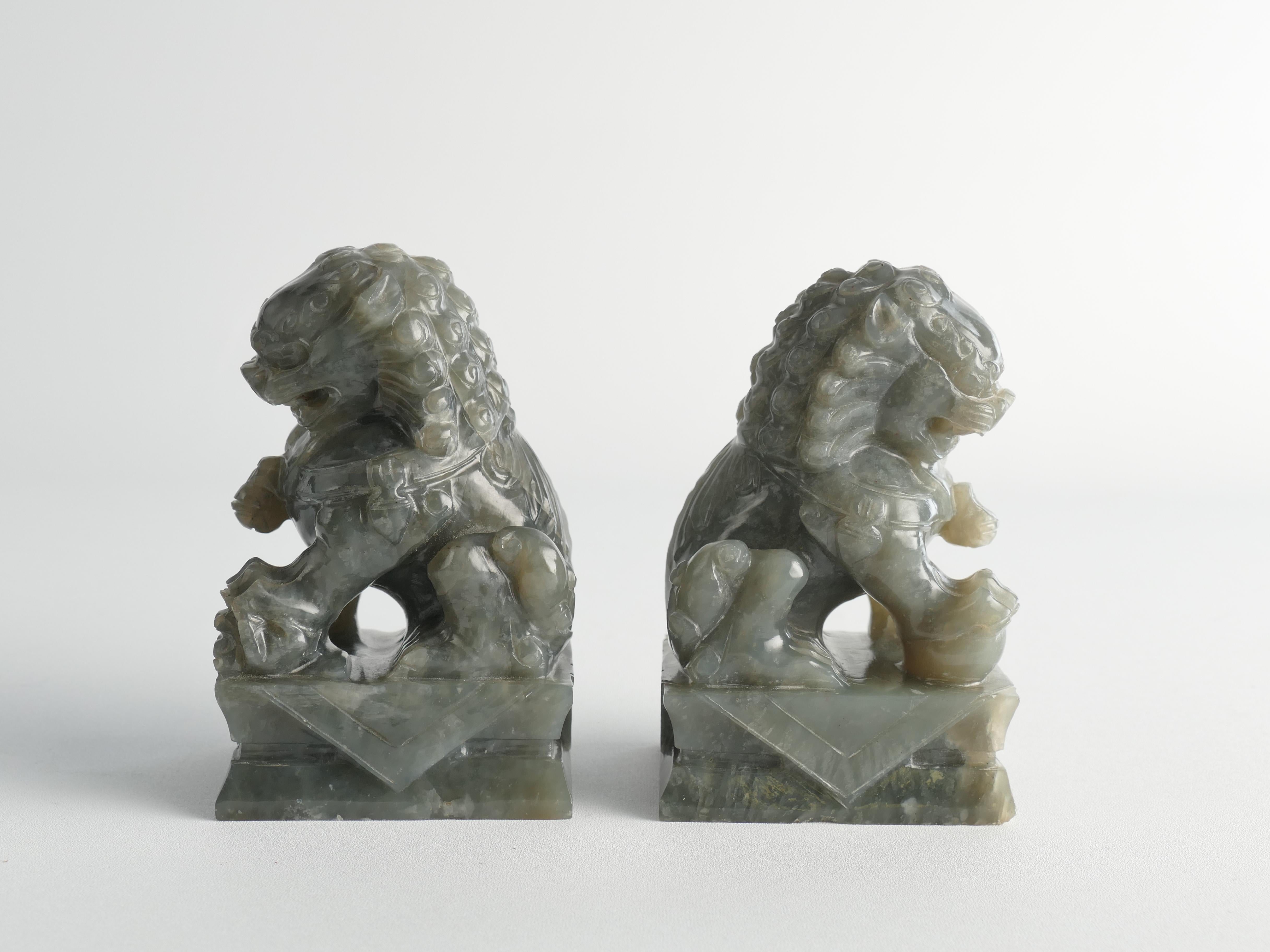 Chinese Jade Foo Dogs, Set of Two For Sale 7