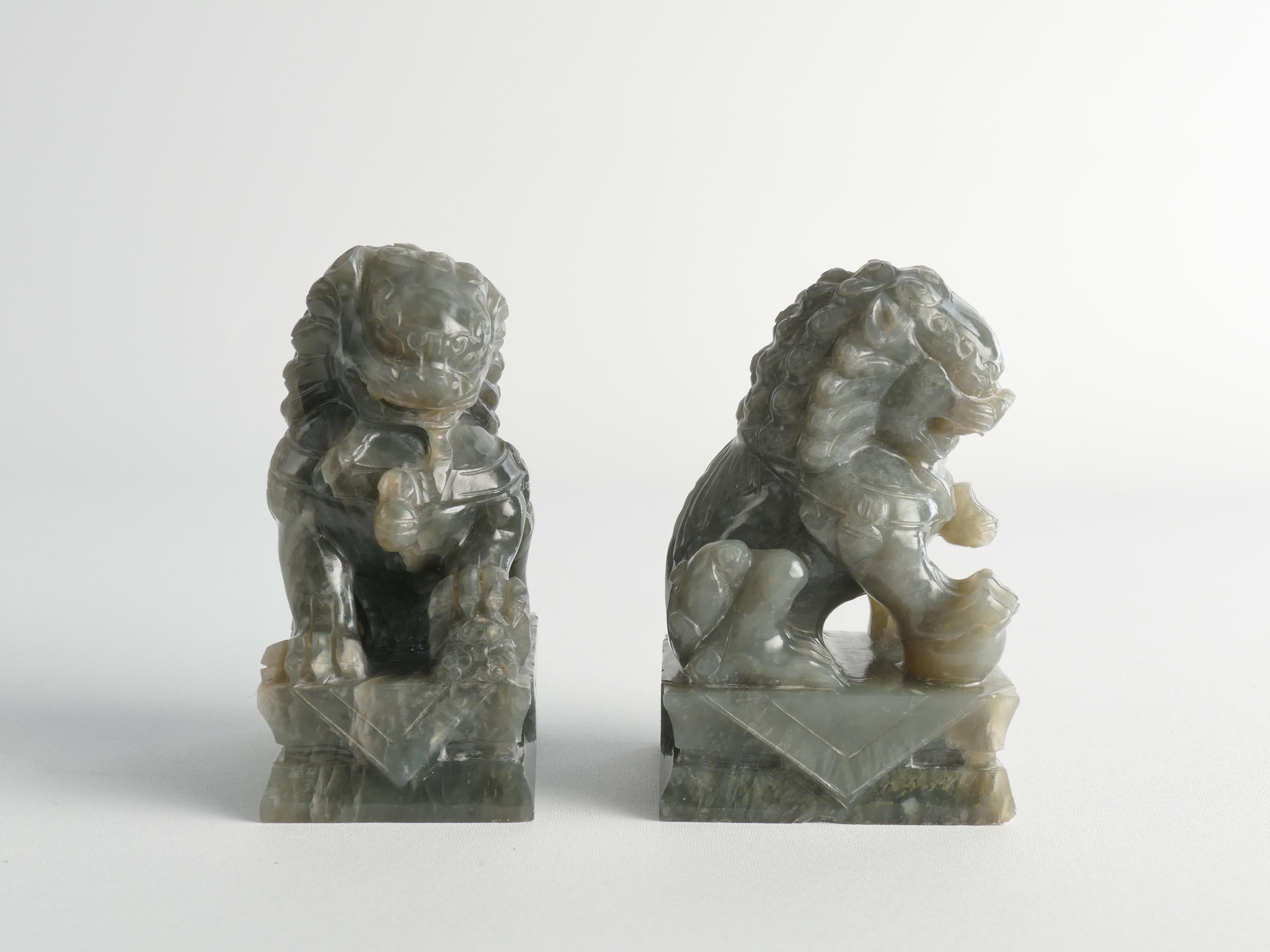 Chinese Jade Foo Dogs, Set of Two For Sale 9