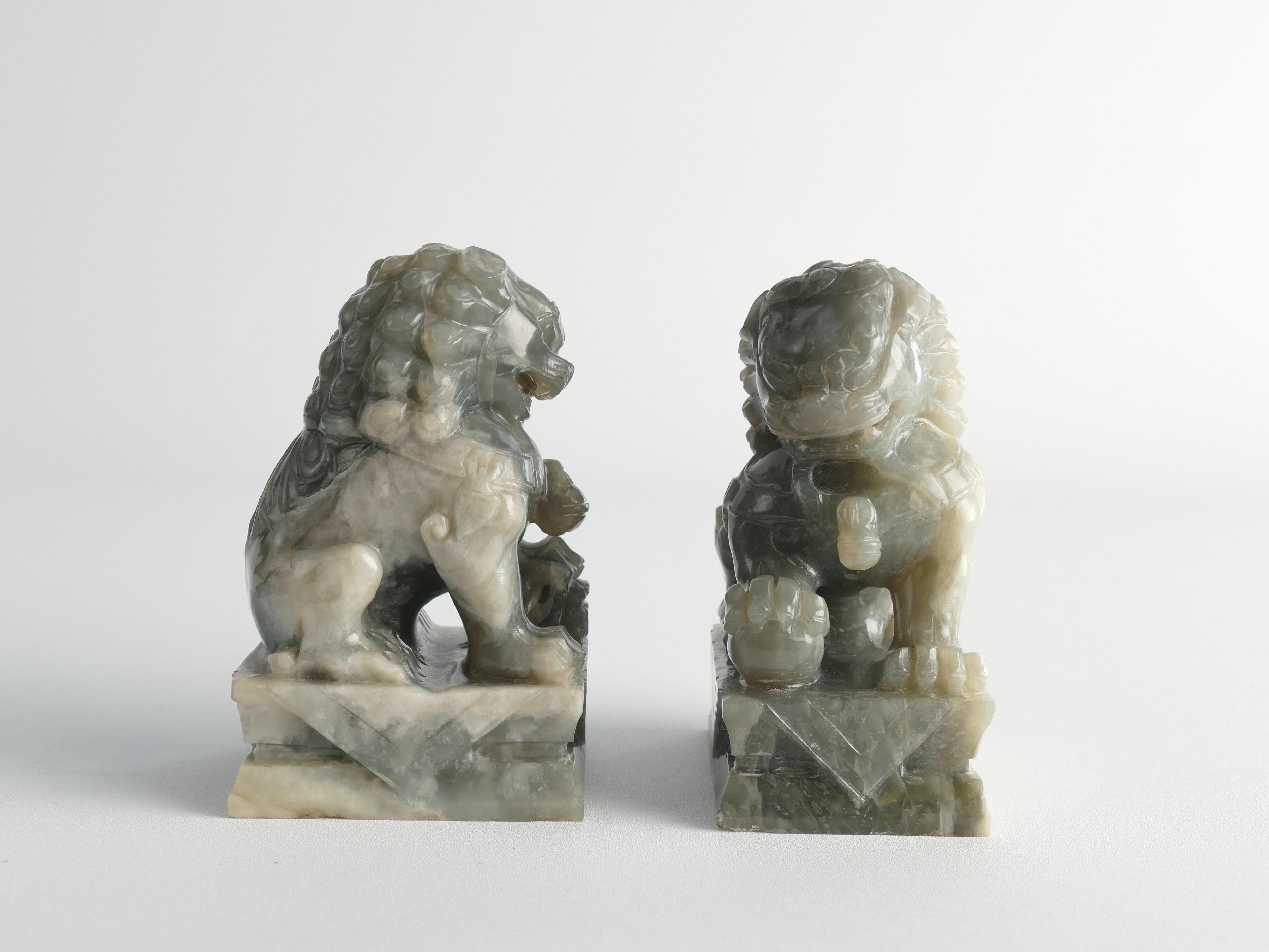 Chinese Jade Foo Dogs, Set of Two For Sale 10