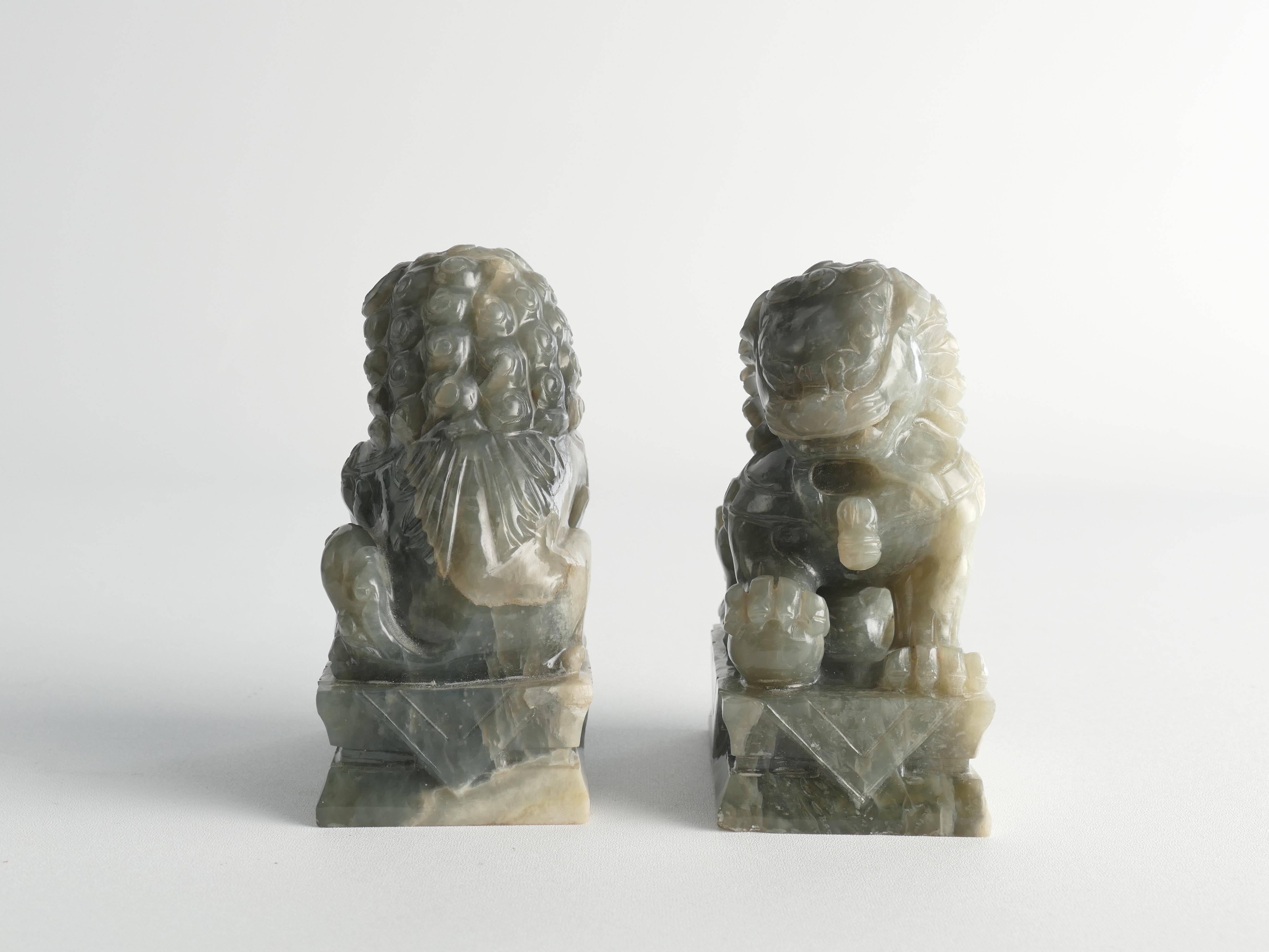 Chinese Jade Foo Dogs, Set of Two For Sale 12