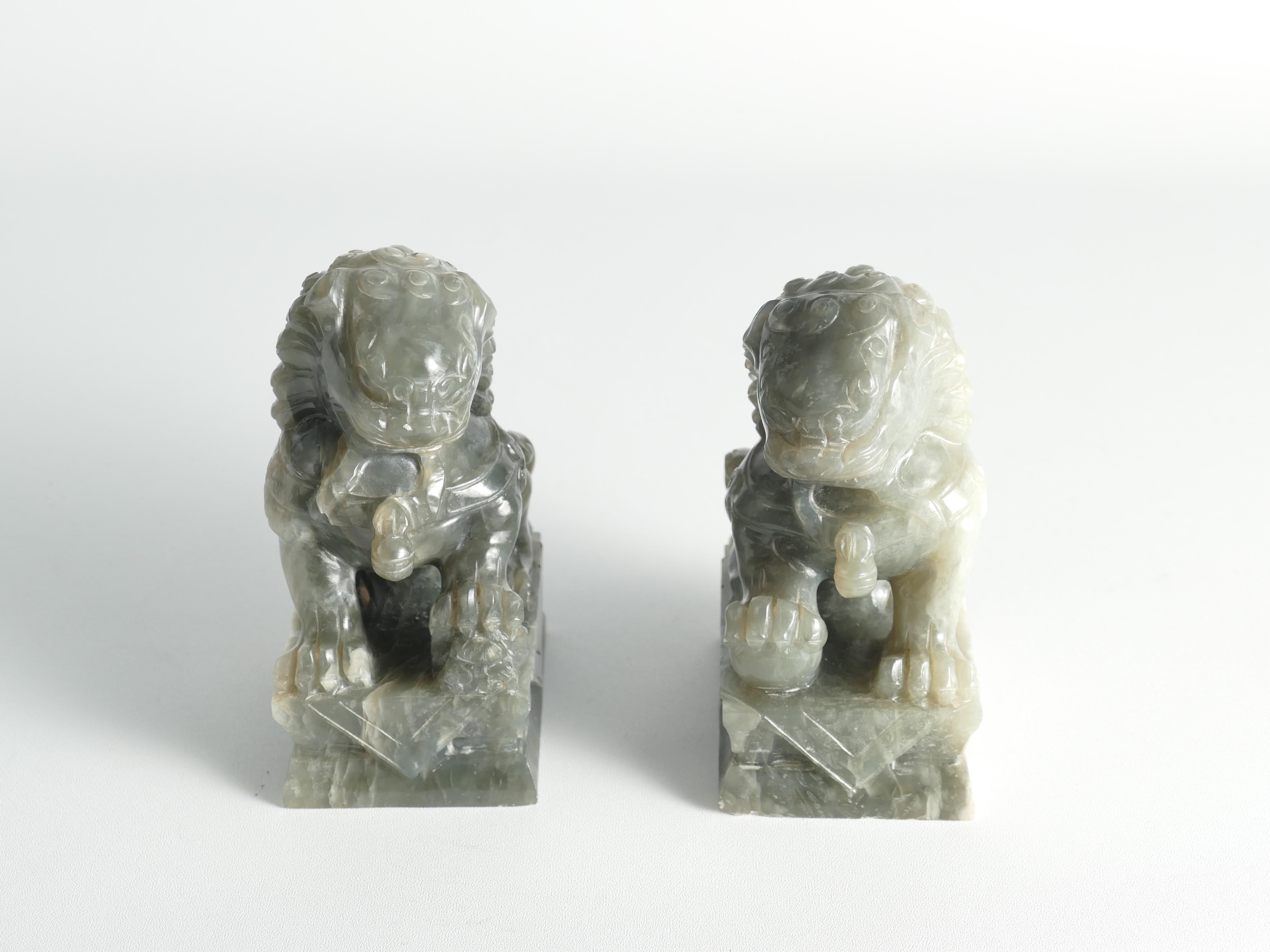 Chinese Jade Foo Dogs, Set of Two For Sale 14