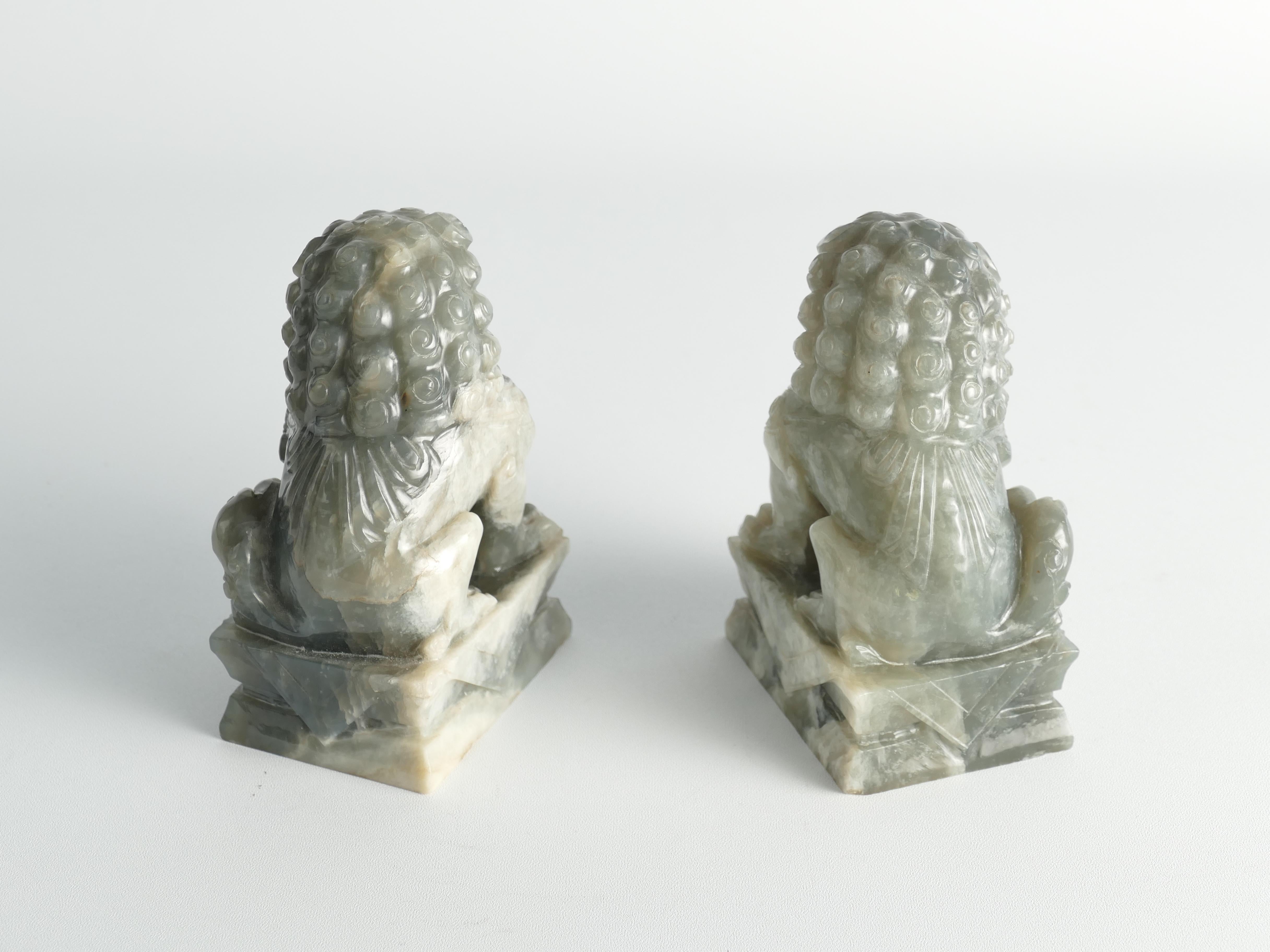 20th Century Chinese Jade Foo Dogs, Set of Two For Sale