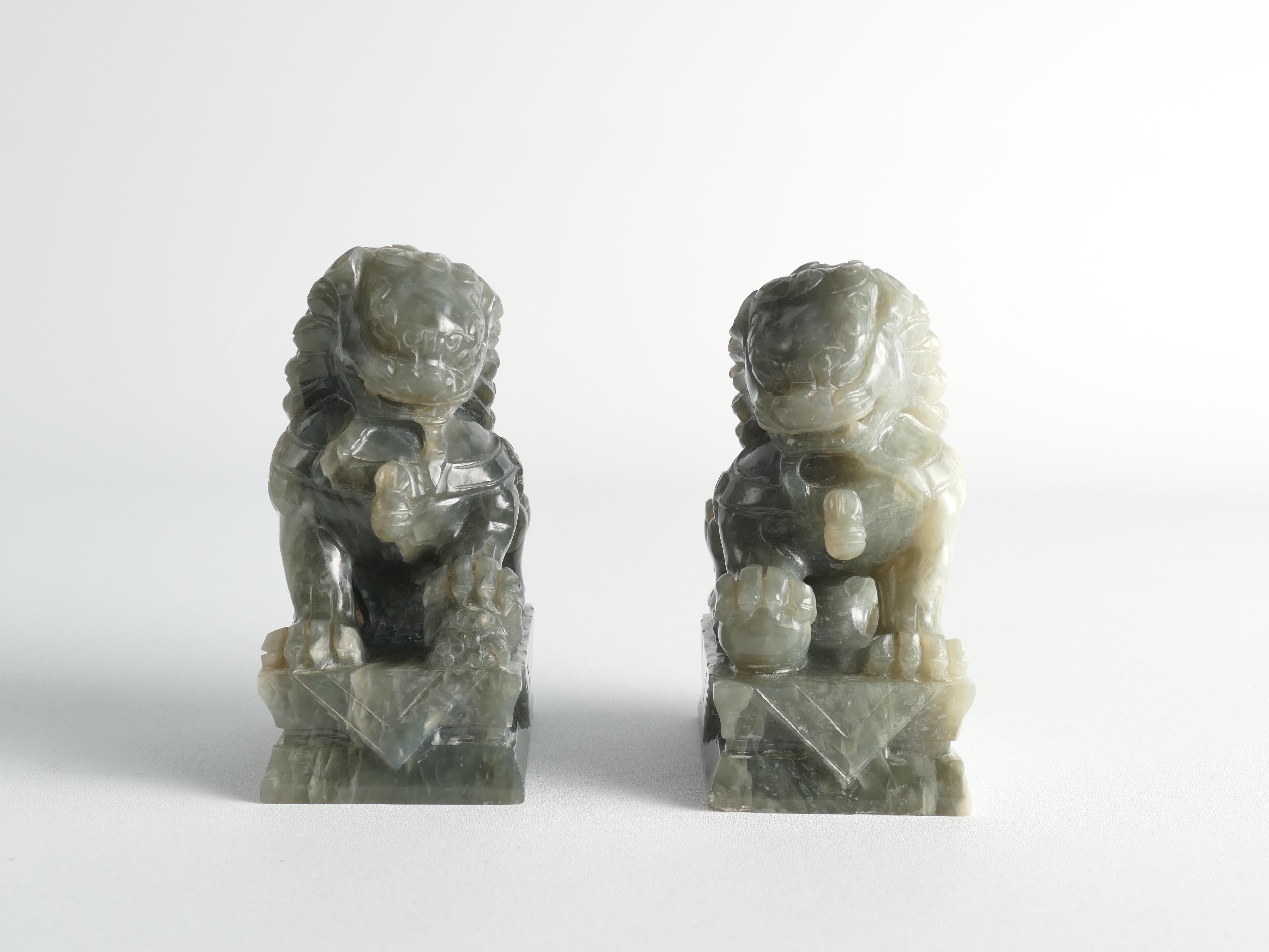 Chinese Jade Foo Dogs, Set of Two For Sale 3