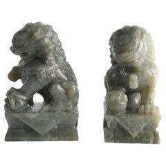 Used Chinese Jade Foo Dogs, Set of Two