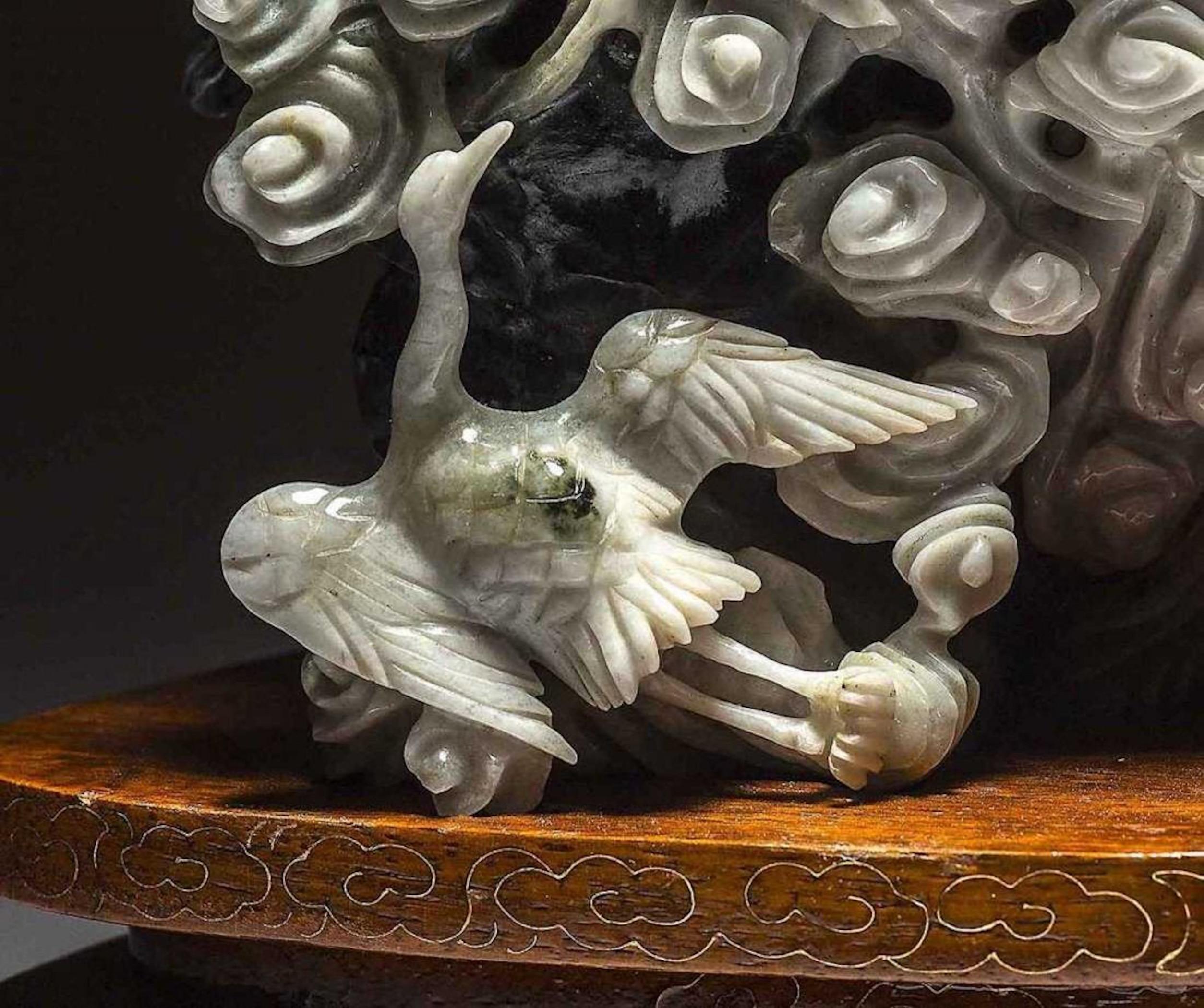 Chinese Jade Group of a Female Deity Ascending the Heavens For Sale 2