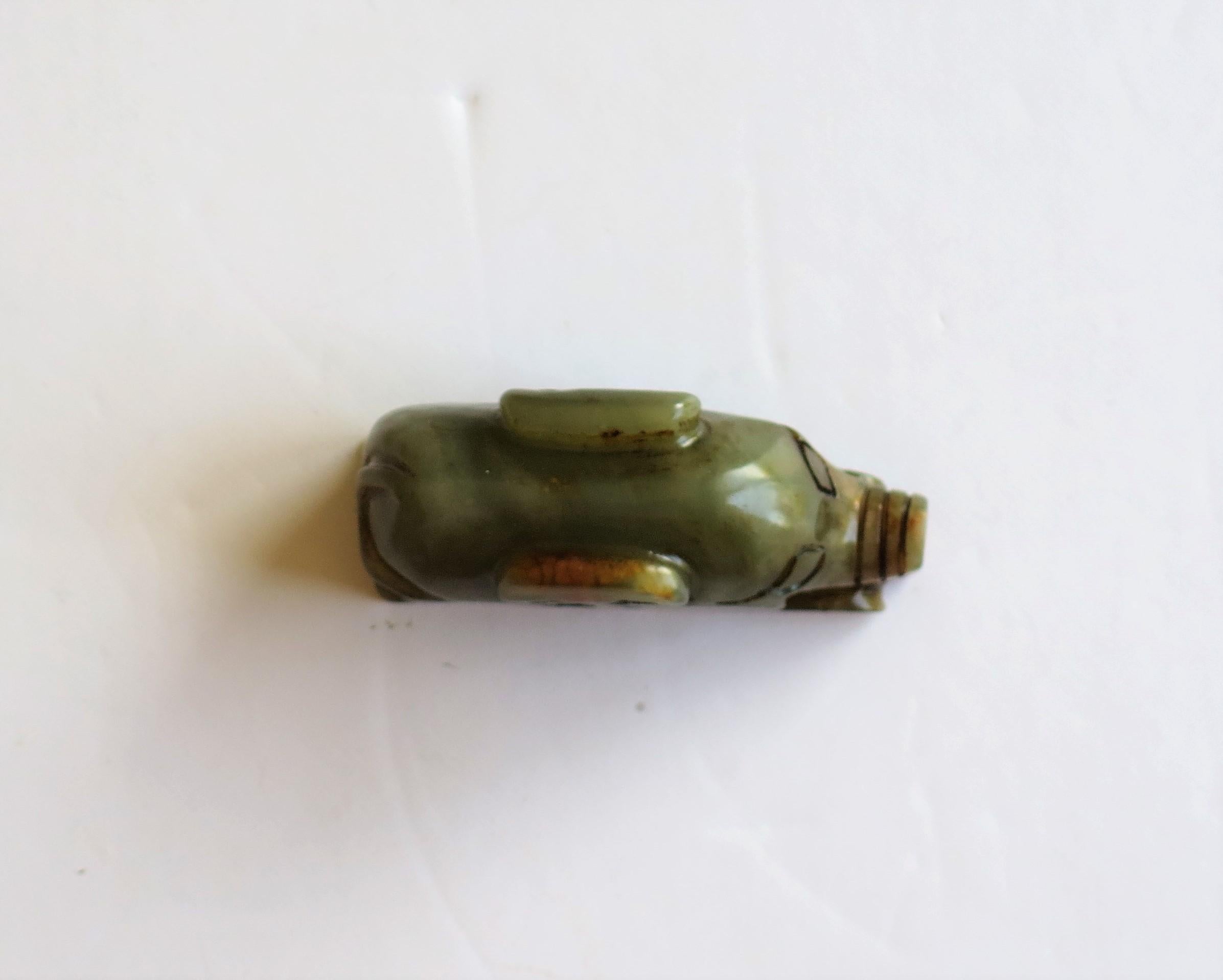 Chinese Jade Hand Carved Pig Talisman Celadon Green and Russet, 19th Century 11