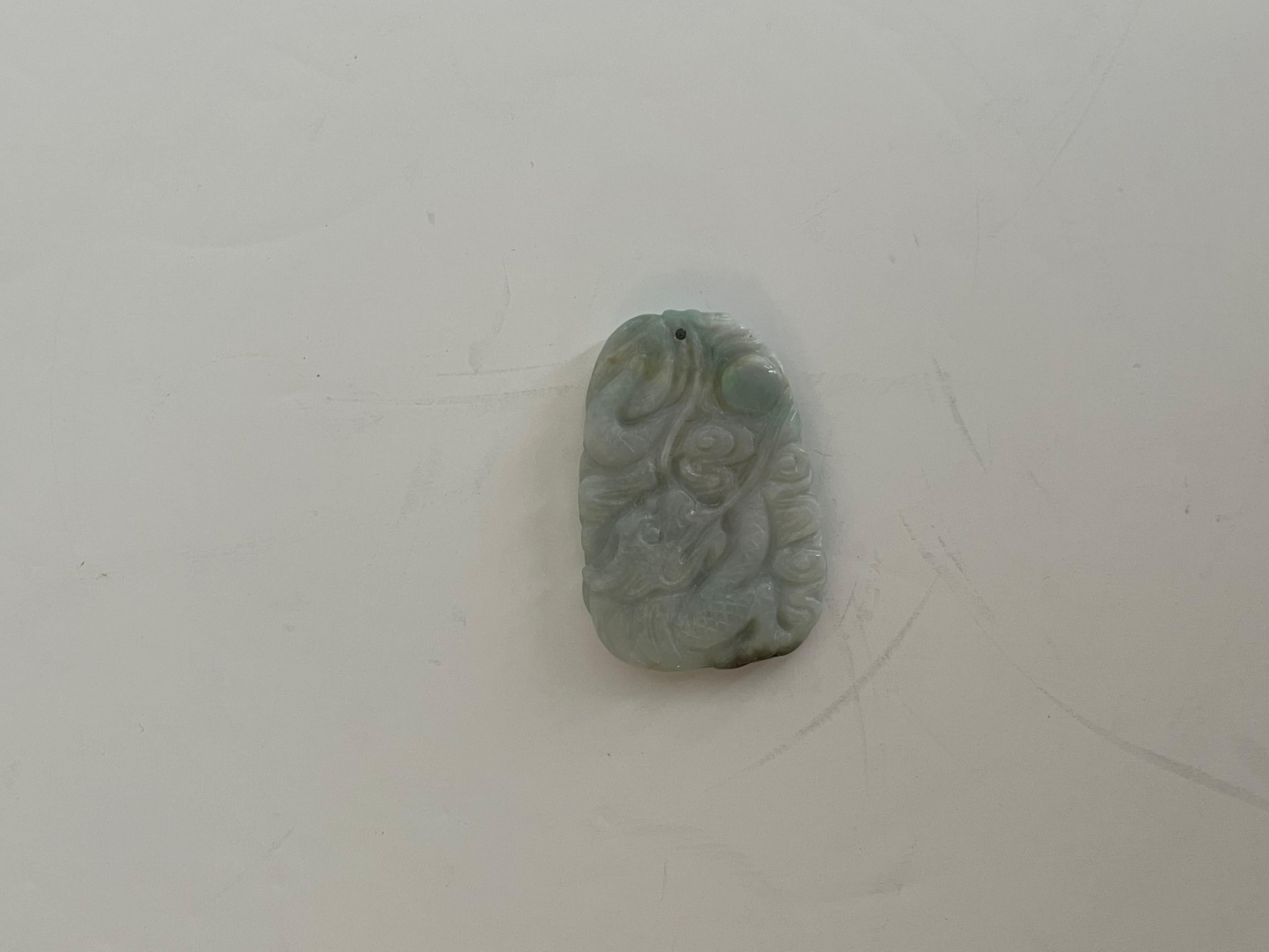 Chinese Jade Jadeite / Nephrite Pendant finely hand carved dragon, 19th C Qing For Sale 5