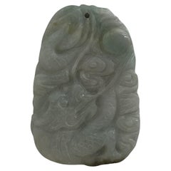 Antique Chinese Jade Jadeite / Nephrite Pendant finely hand carved dragon, 19th C Qing