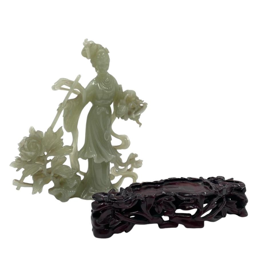 Carved Chinese Jade Lady Sculpture.