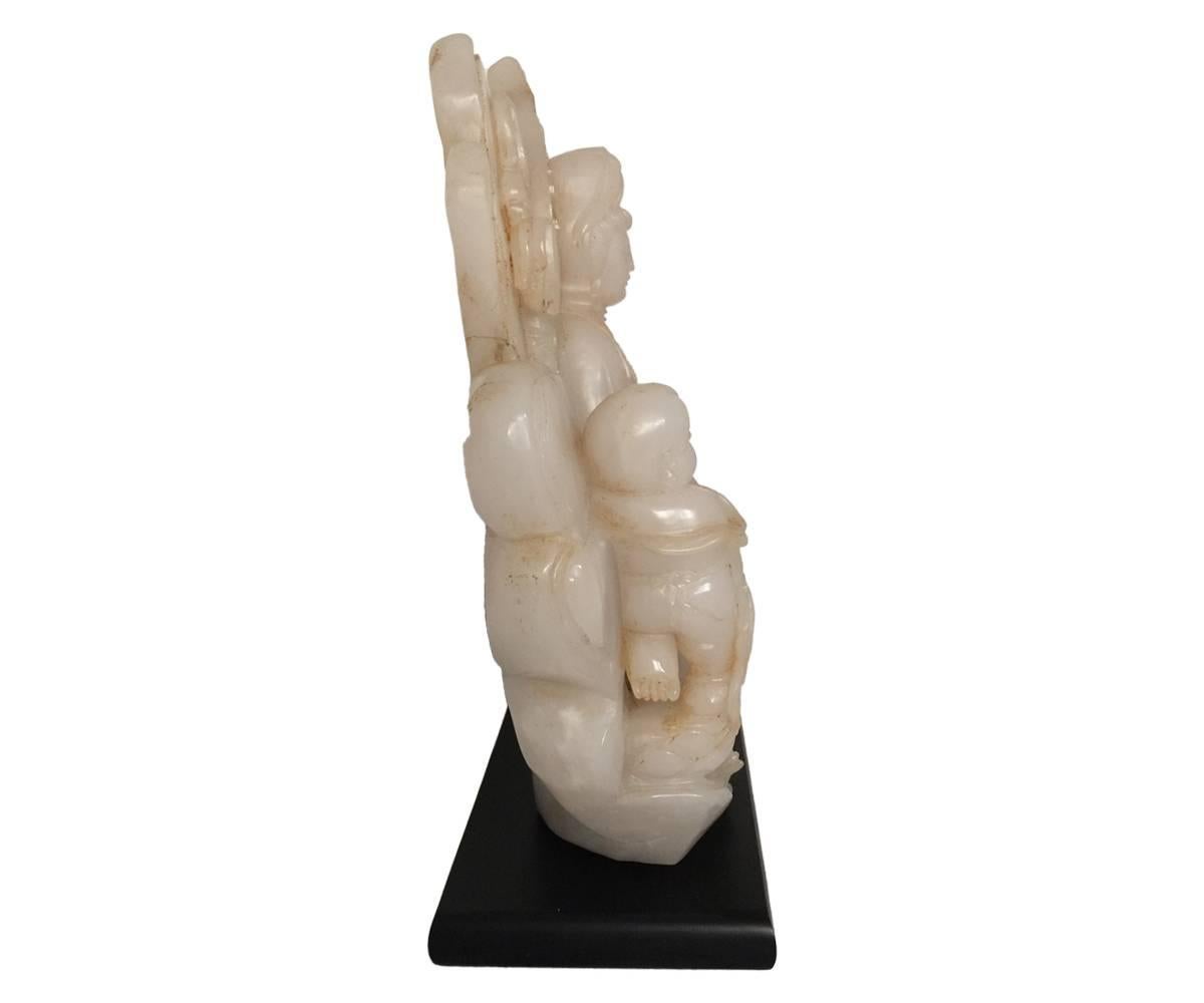 Chinese Export Chinese Jade Quan Yin Figural Group For Sale