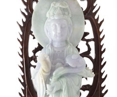 Chinese Jade Quan Yin with Rosewood Stand