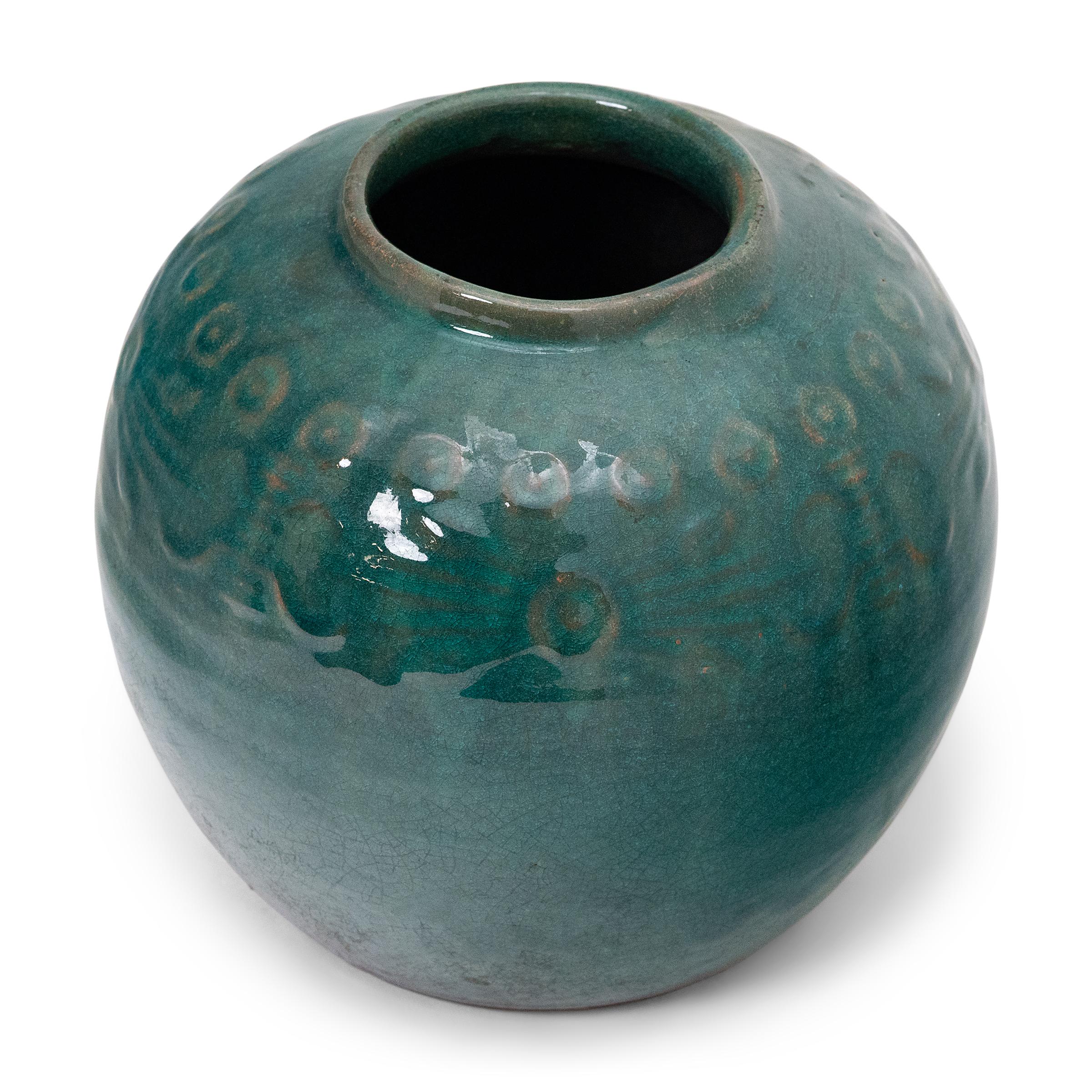 Glazed Chinese Jade Green Salt Jar, c. 1900