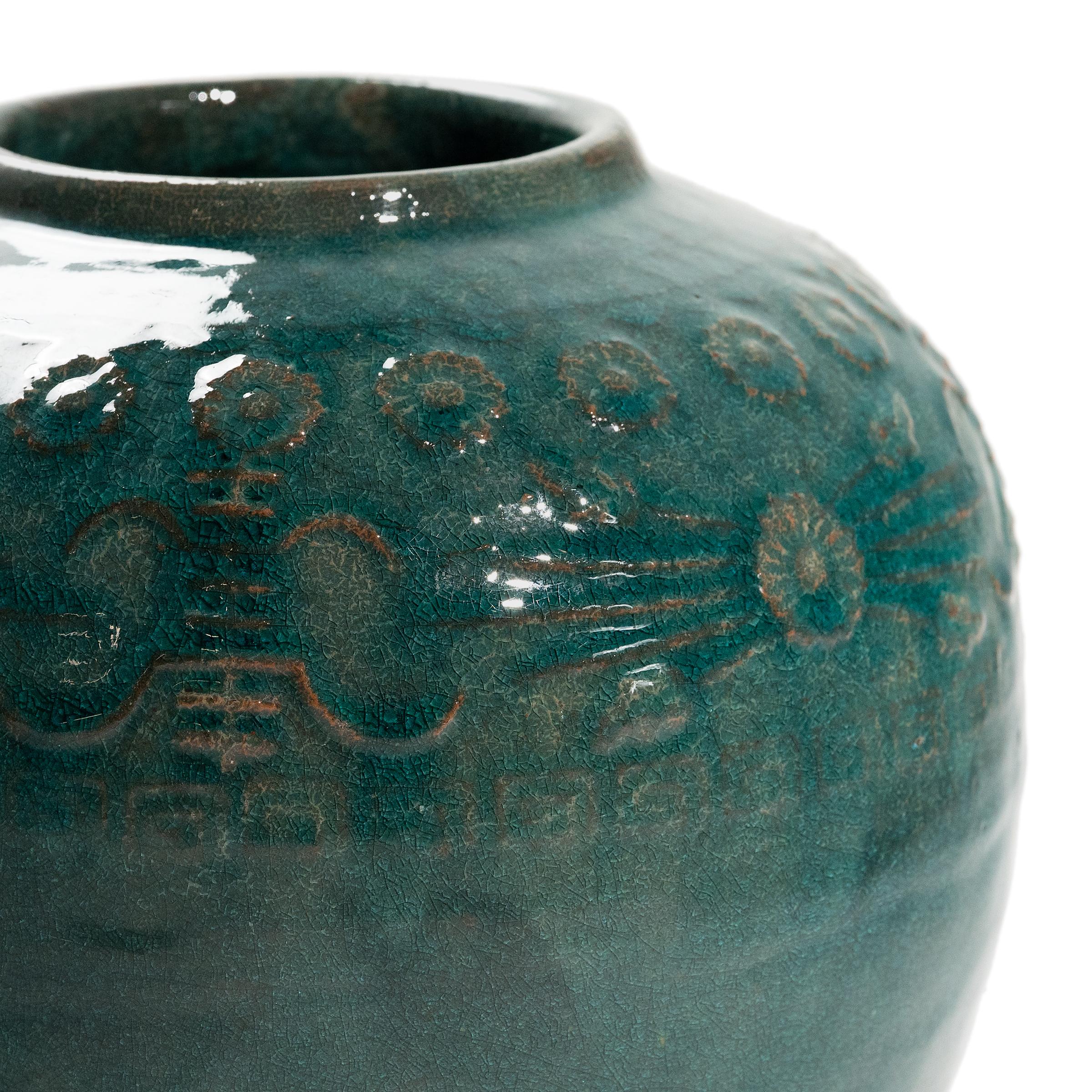 Chinese Jade Green Salt Jar, c. 1900 In Good Condition In Chicago, IL