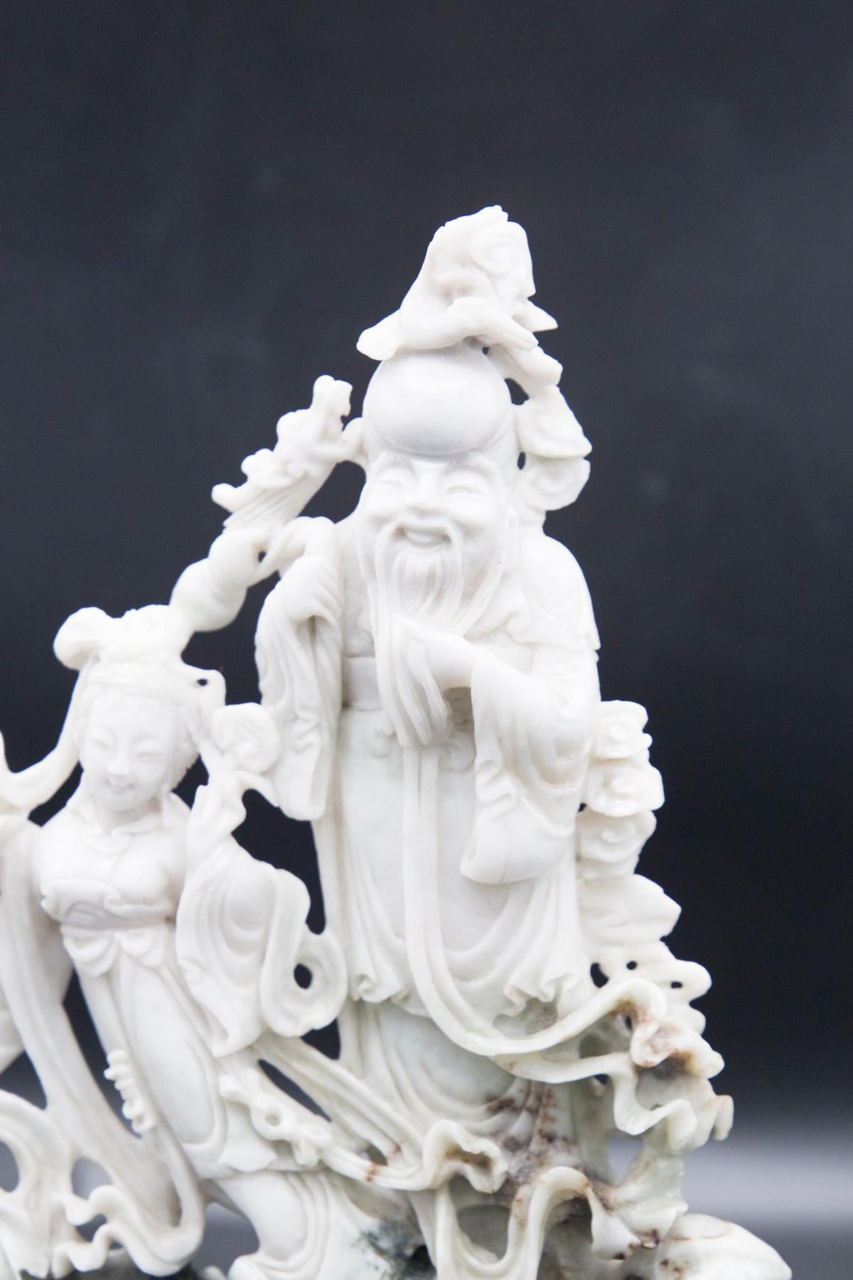 Chinesische Jade-Statue eines Konfuzianischen Salbei im Angebot 3