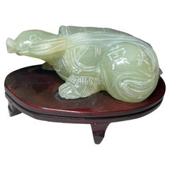 Chinese Jade Turtle Sculpture/Figure With Stand