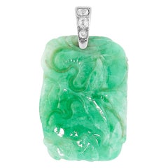 Chinese Jadeite Jade and Diamond Pendant