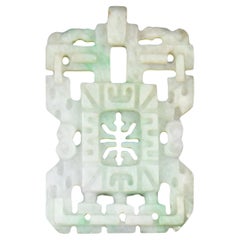Chinese Jadeite Longevity Pendant