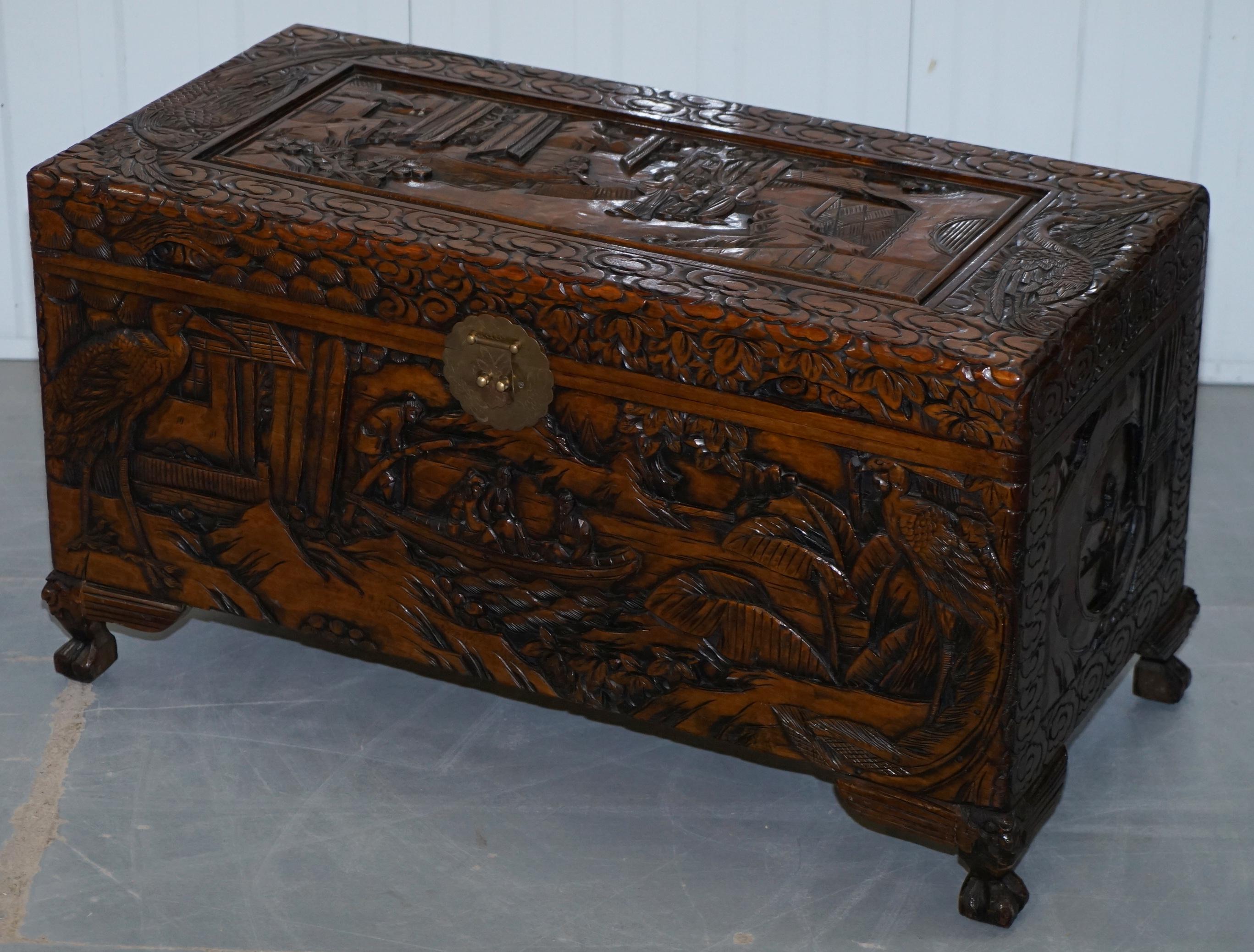 japanese carved wooden chest