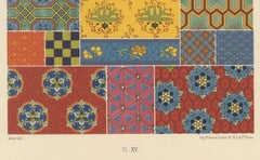 Chinese & Japanese Textile Pattern Print – Lithograph of Geometric Designs, 1869