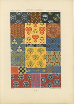 Estampado textil chino y japonés - Litografía de diseños geométricos, 1869