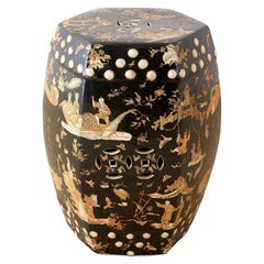 Chinese Japanned Garden Stool or Drinks Table
