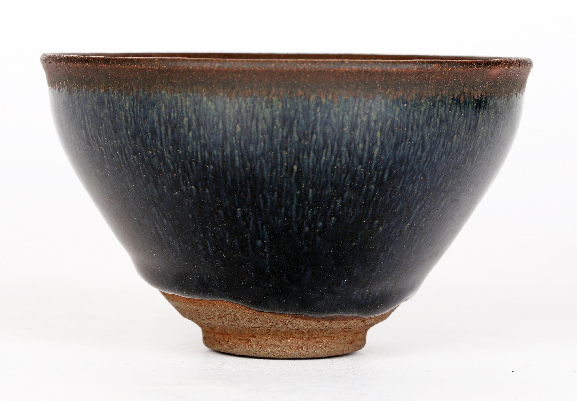Chinese Jian Ware Style Black Haresfur Pottery Teabowl with Matted Rim 7