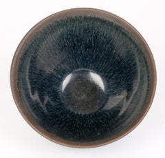 Chinese Jian Ware Style Black Haresfur Pottery Teabowl with Matted Rim